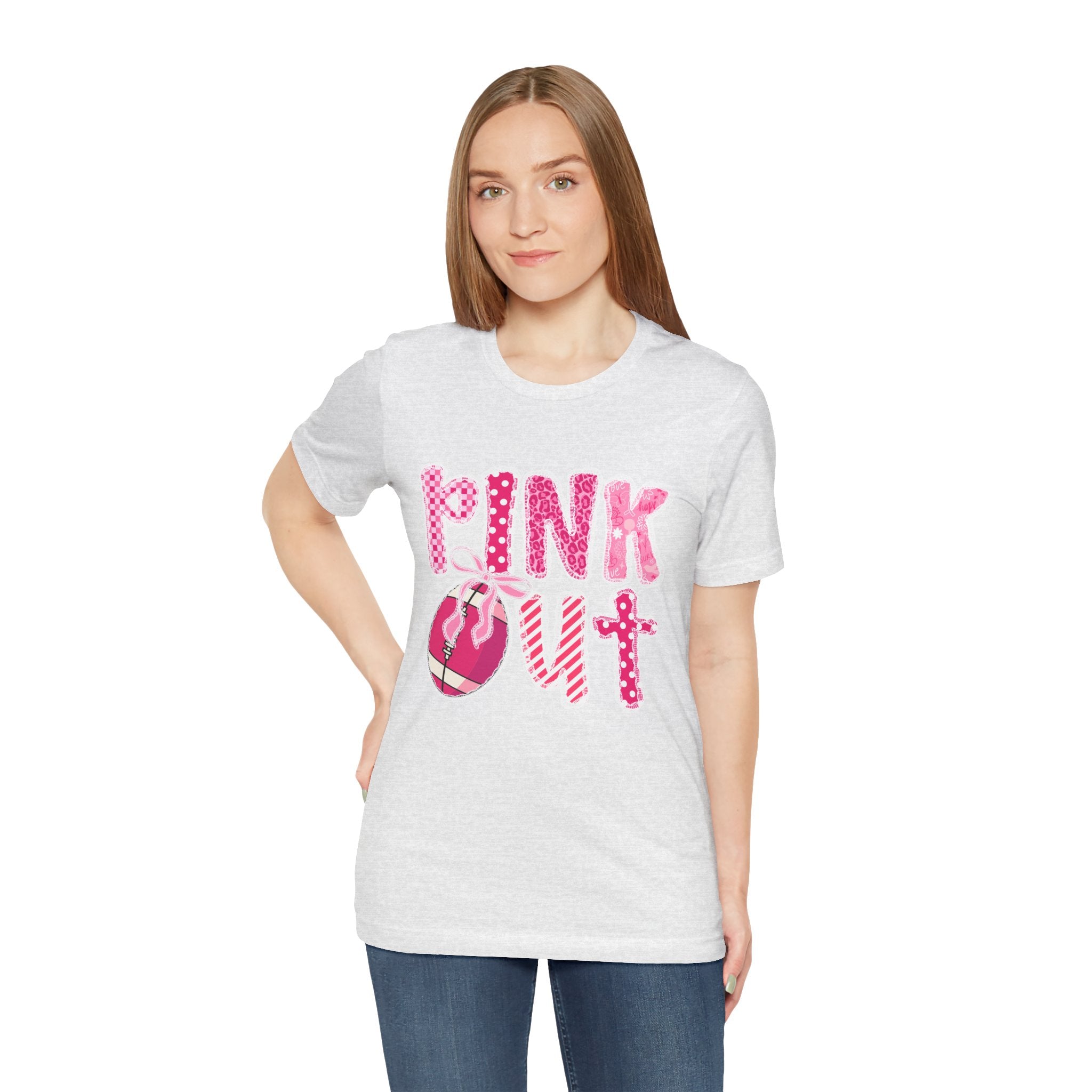 Cute Pink 'PINK OUT' Unisex Tee, Perfect for Breast Cancer Awareness, Casual Wear, Gift for Friends, Fundraising Events, or Team Spirit