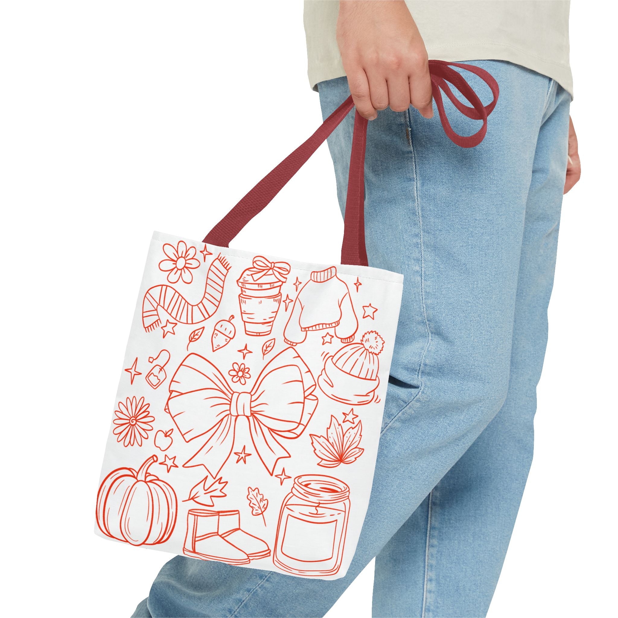 Cozy Fall Tote Bag, Autumn Aesthetic Carry-All, Cute Gift for Her, Shopping Bag, Halloween & Thanksgiving Essential