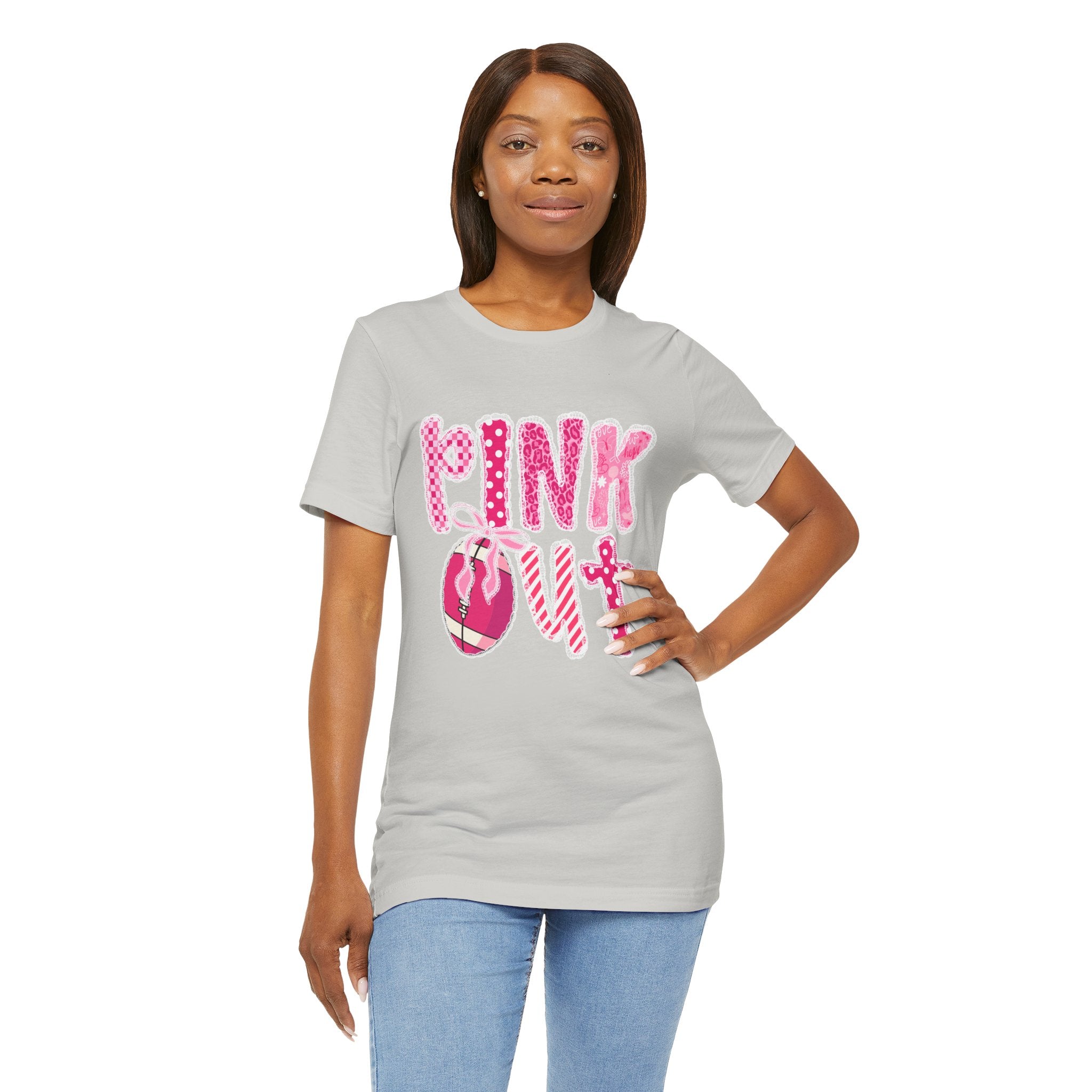 Cute Pink 'PINK OUT' Unisex Tee, Perfect for Breast Cancer Awareness, Casual Wear, Gift for Friends, Fundraising Events, or Team Spirit