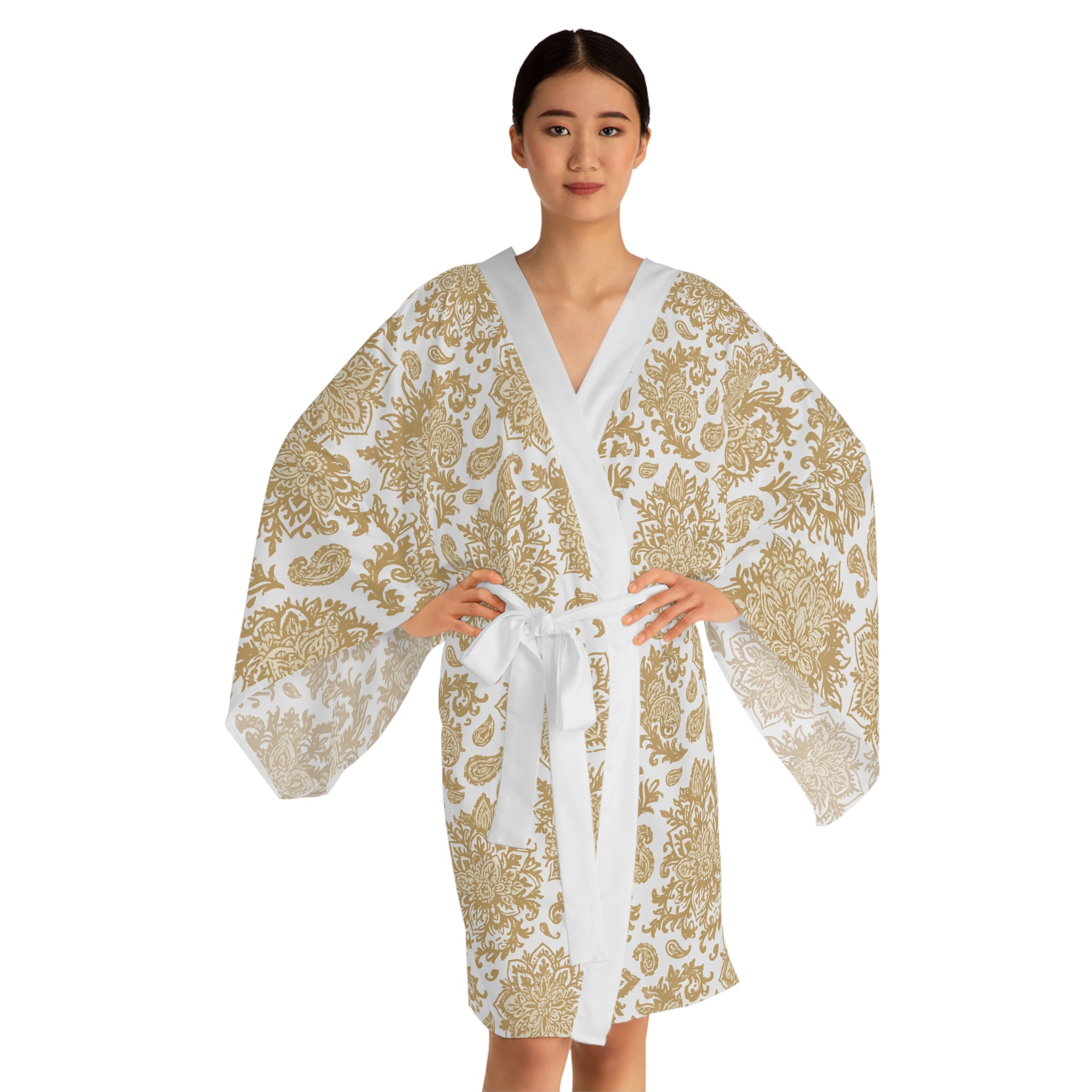 Boho Mandala Art Kimono, Long Sleeve Robe, Festival Cover-Up, Gypsy Style Bathrobe, Hippie Loungewear, Spiritual Clothing