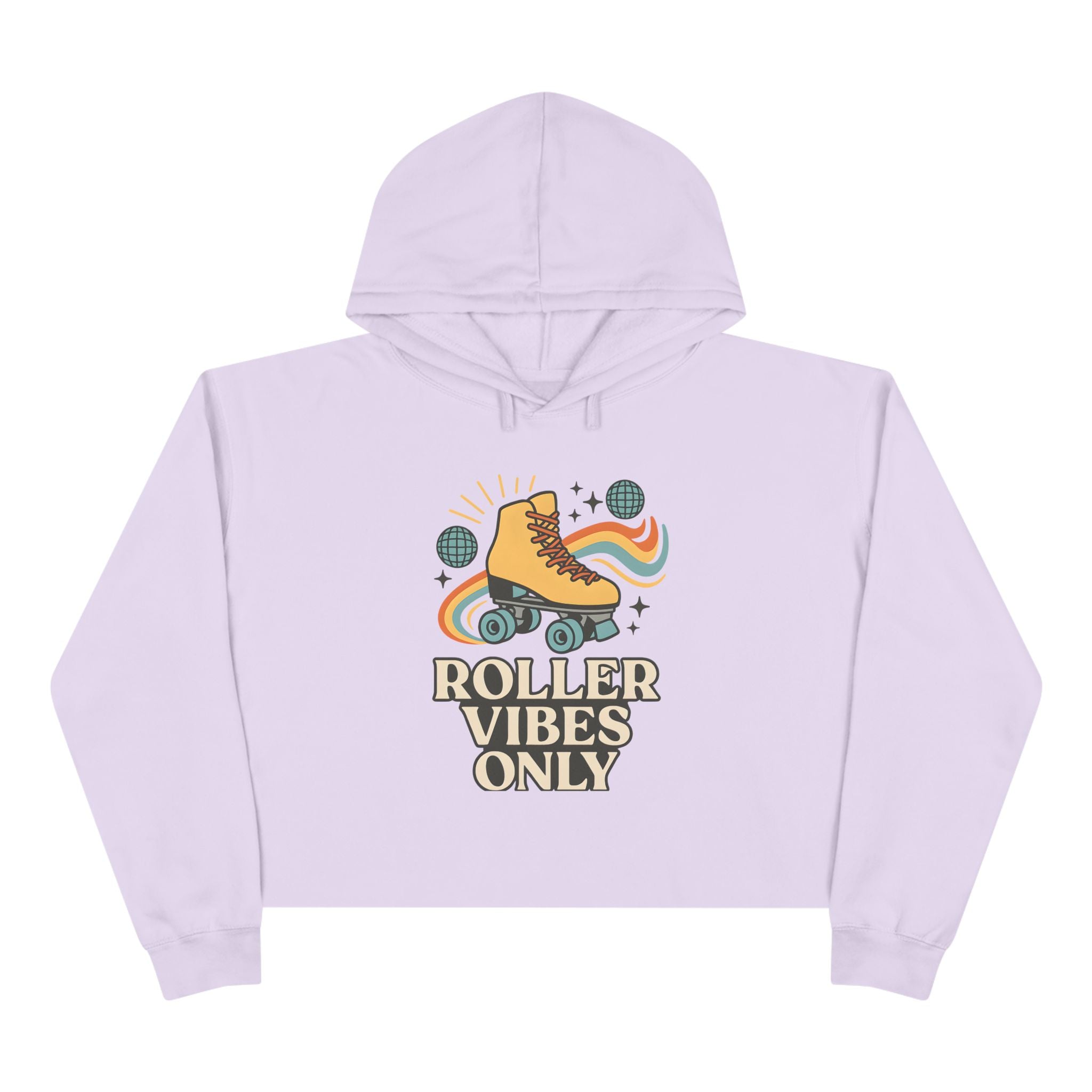 Roller Vibes Crop Hoodie, Retro Skatewear, Gifts for Skaters, Cozy Casual Top, Roller Rink Fashion, 80s Vibe Apparel