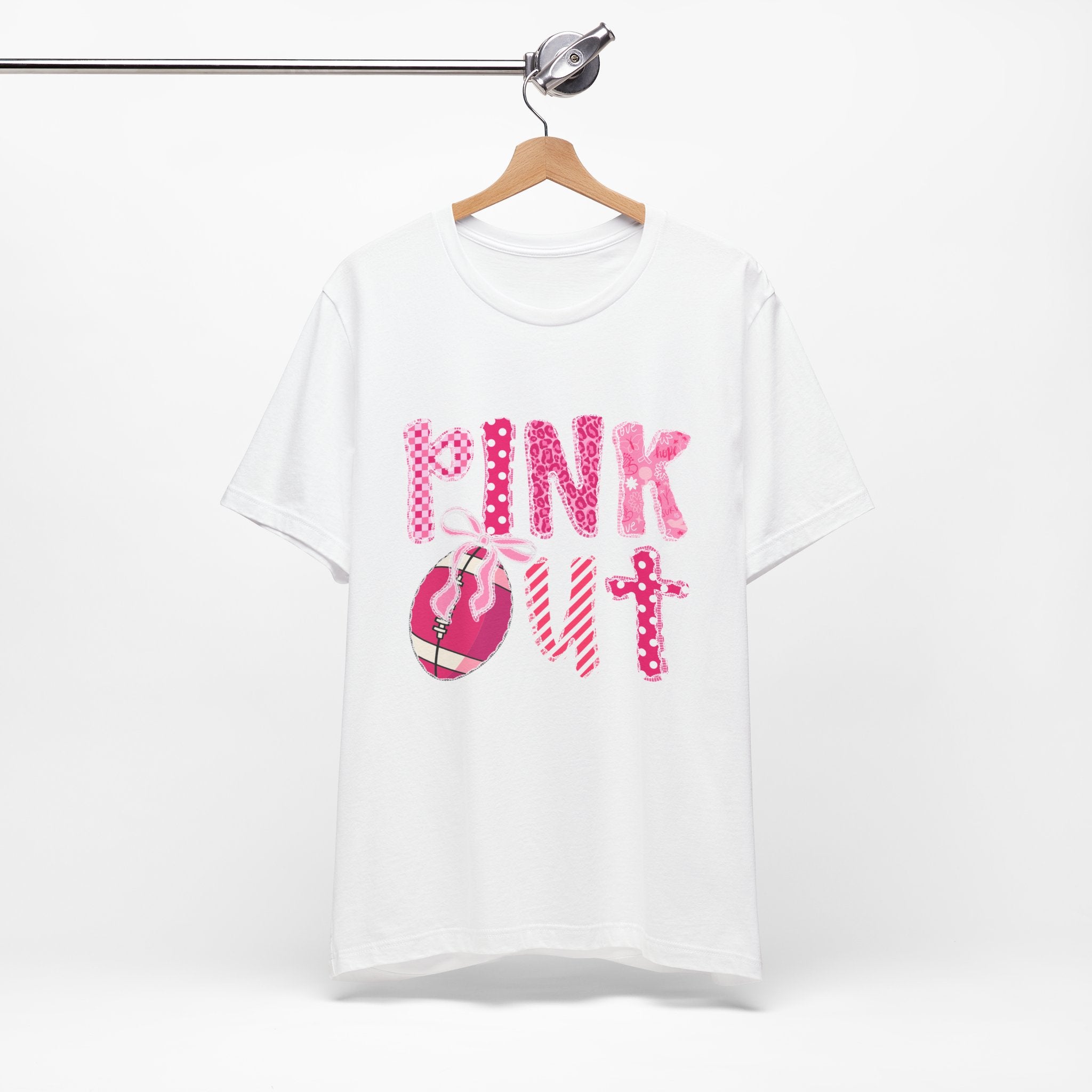 Cute Pink 'PINK OUT' Unisex Tee, Perfect for Breast Cancer Awareness, Casual Wear, Gift for Friends, Fundraising Events, or Team Spirit