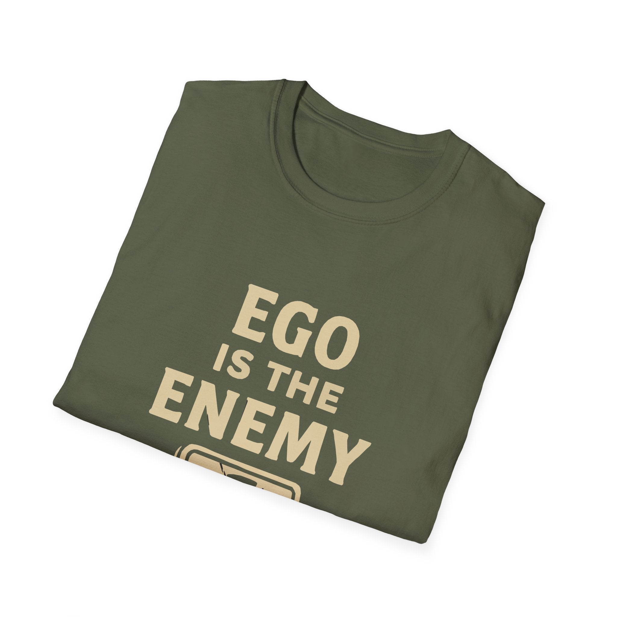 Ego Is The Enemy Unisex Softstyle Tee, Inspirational Graphic Shirt, Motivational Quote Top, Self-Development Apparel, Minimalist T-Shirt,