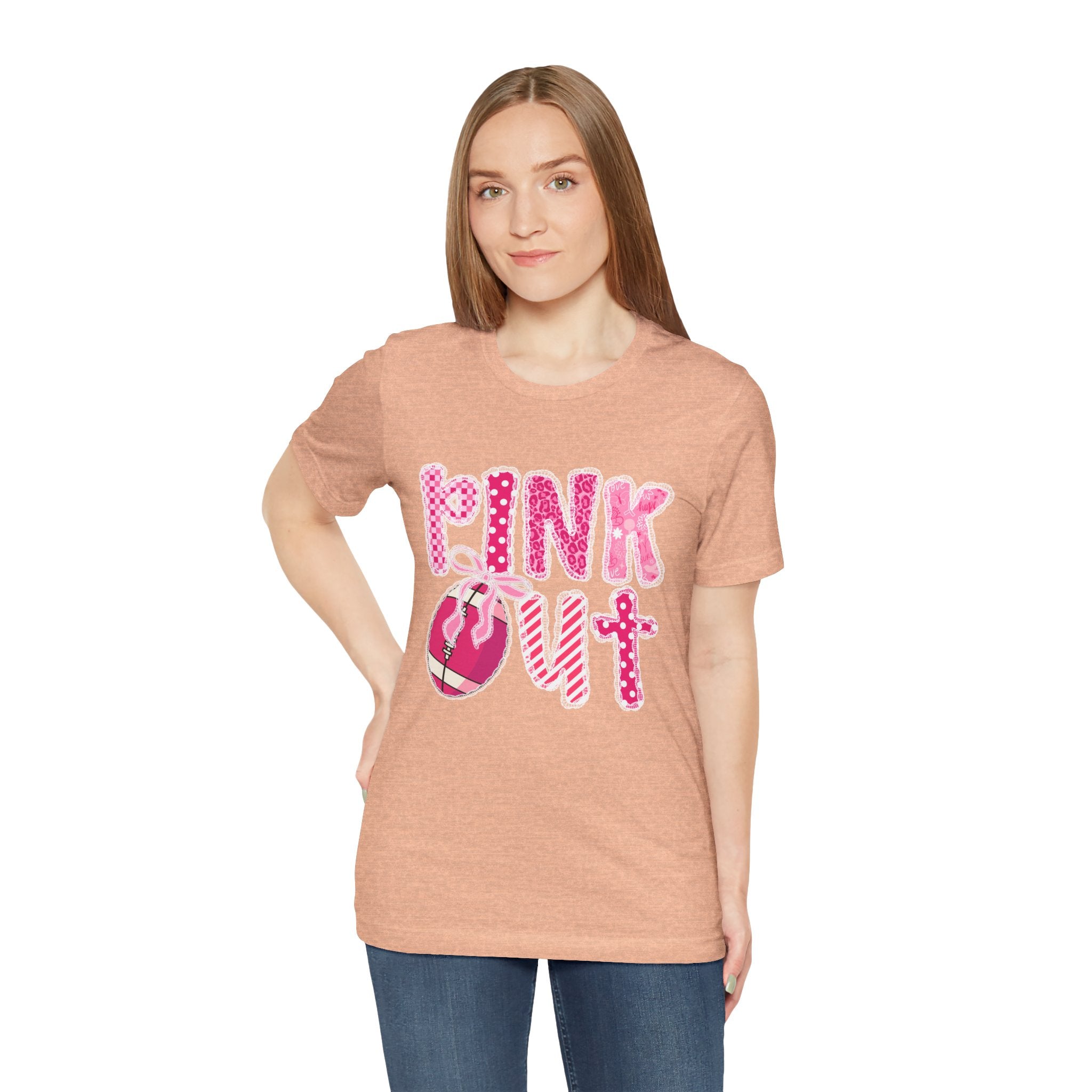 Cute Pink 'PINK OUT' Unisex Tee, Perfect for Breast Cancer Awareness, Casual Wear, Gift for Friends, Fundraising Events, or Team Spirit