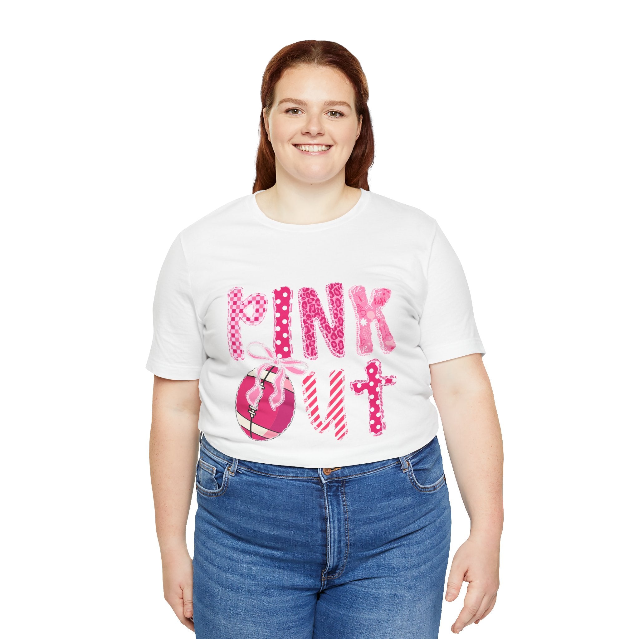 Cute Pink 'PINK OUT' Unisex Tee, Perfect for Breast Cancer Awareness, Casual Wear, Gift for Friends, Fundraising Events, or Team Spirit