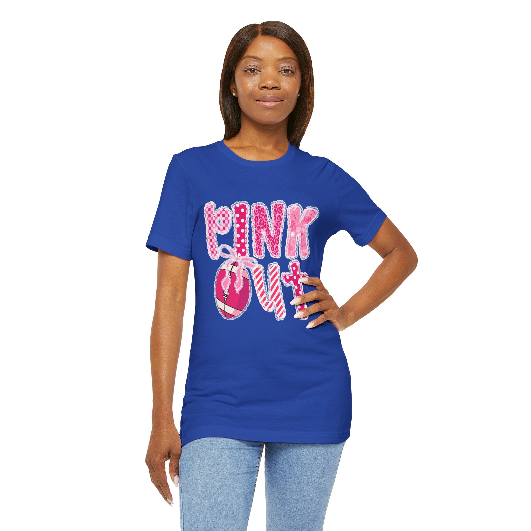 Cute Pink 'PINK OUT' Unisex Tee, Perfect for Breast Cancer Awareness, Casual Wear, Gift for Friends, Fundraising Events, or Team Spirit