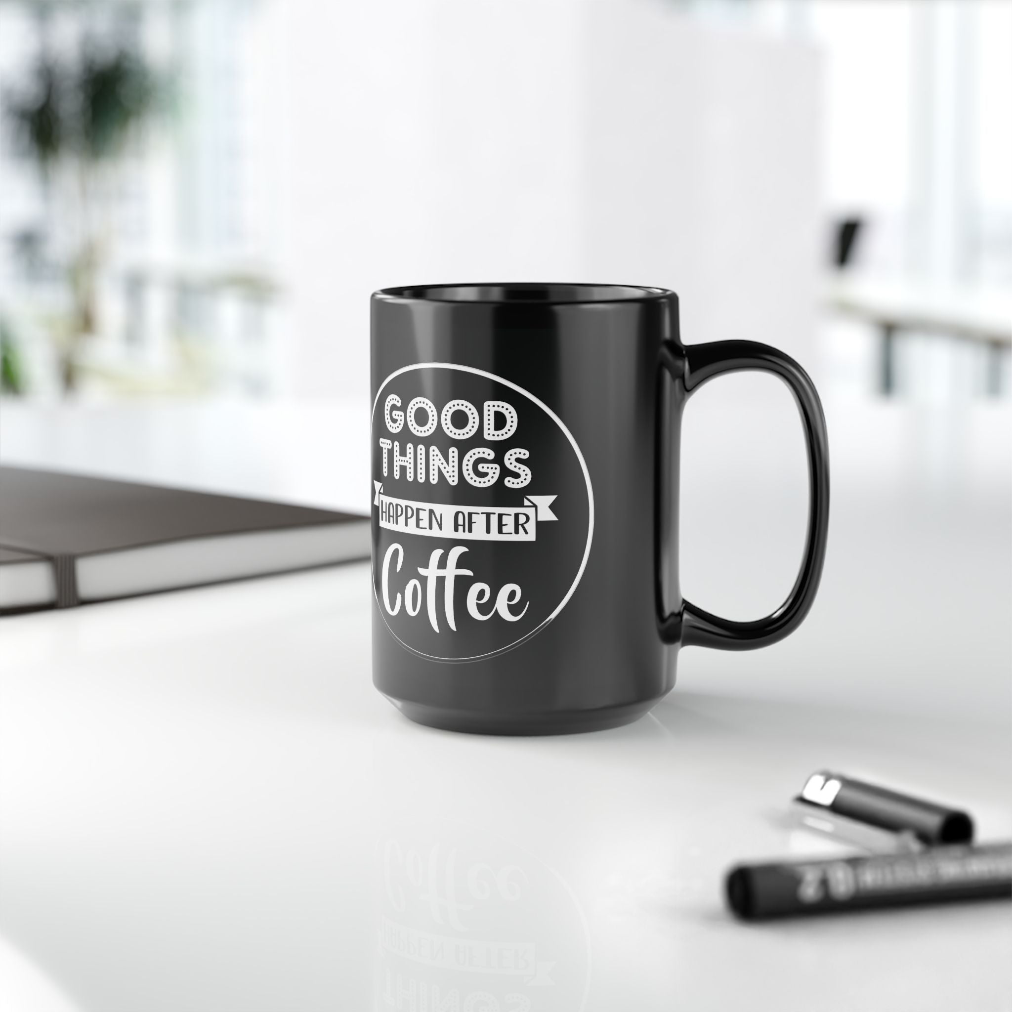 Coffee Lover's Black Mug - Perfect Gift for Coffee Addicts, Motivational Mug for Home, Office, Gift for Friends