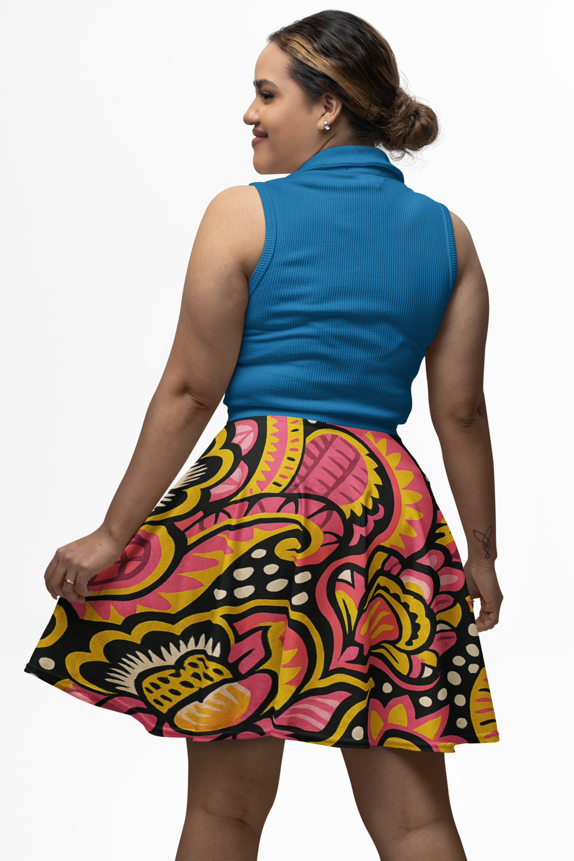 Colorful Floral Women's Skater Skirt, Boho Chic, Summer Fashion, Festival Wear, Casual Outfit, Flowy Skirt, Everyday Style