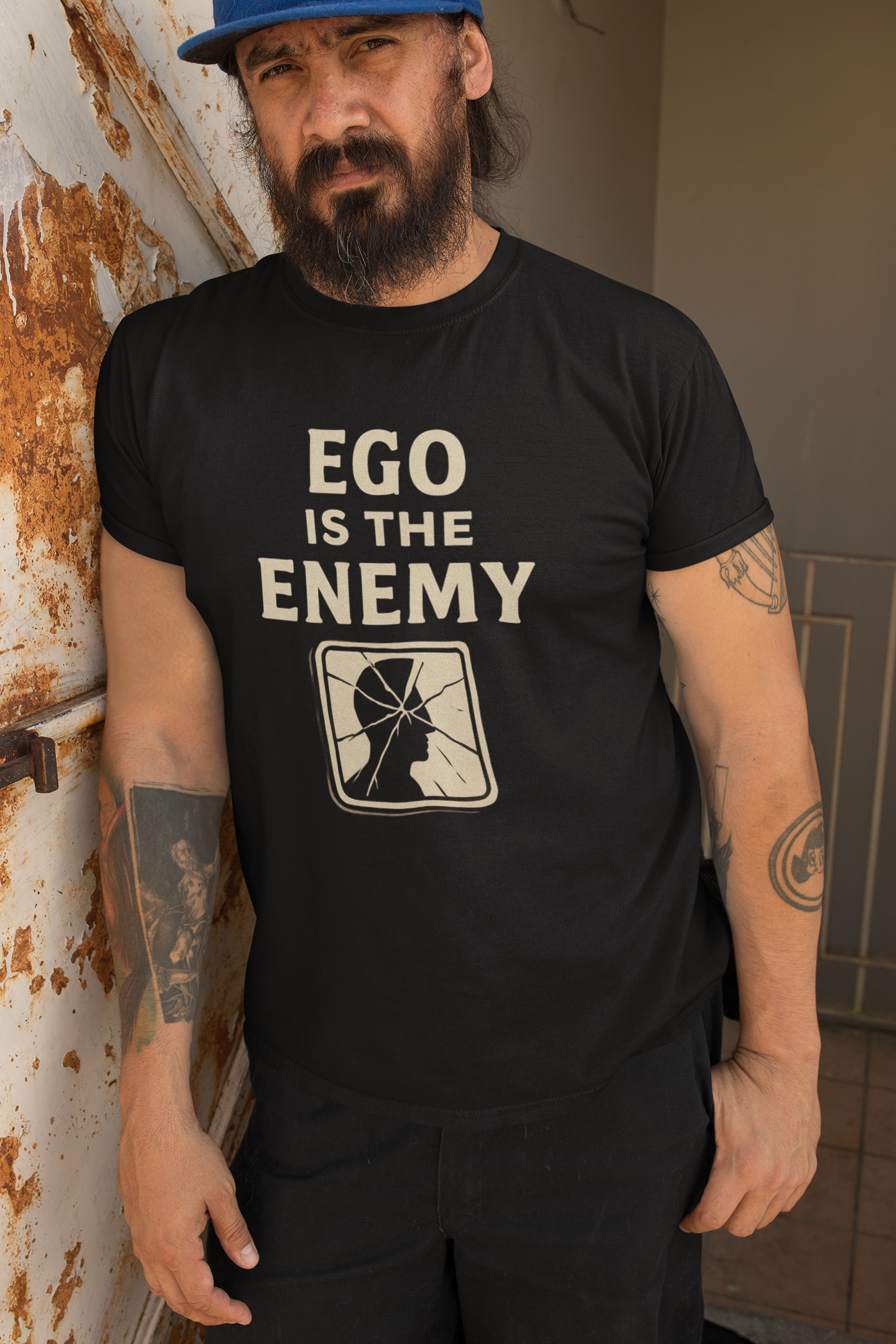 Ego Is The Enemy Unisex Softstyle Tee, Inspirational Graphic Shirt, Motivational Quote Top, Self-Development Apparel, Minimalist T-Shirt,