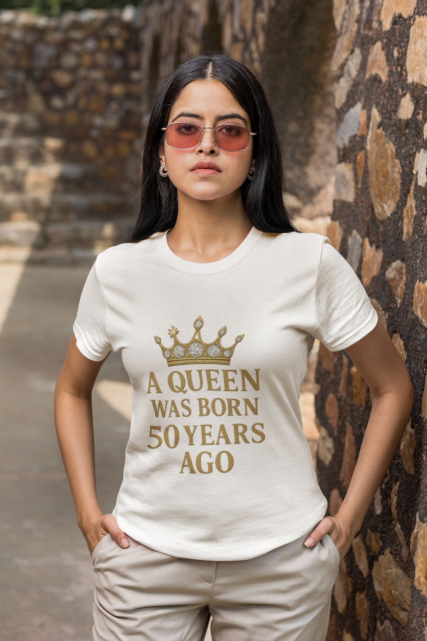 50th Birthday Queen Tee, A Queen Was Born 50 Years Ago Shirt, Anniversary Gift, Retro T-Shirt, Crown Design Tee