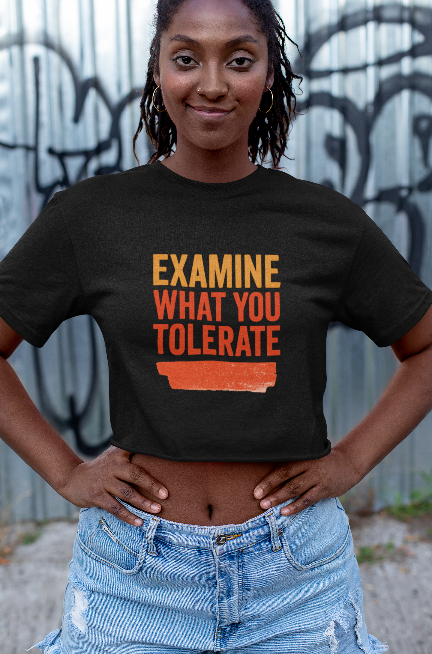 Cropped Motivational T-Shirt - Examine What You Tolerate, Women's Graphic Tee, Casual Outfit, Gift for Her, Everyday Wear