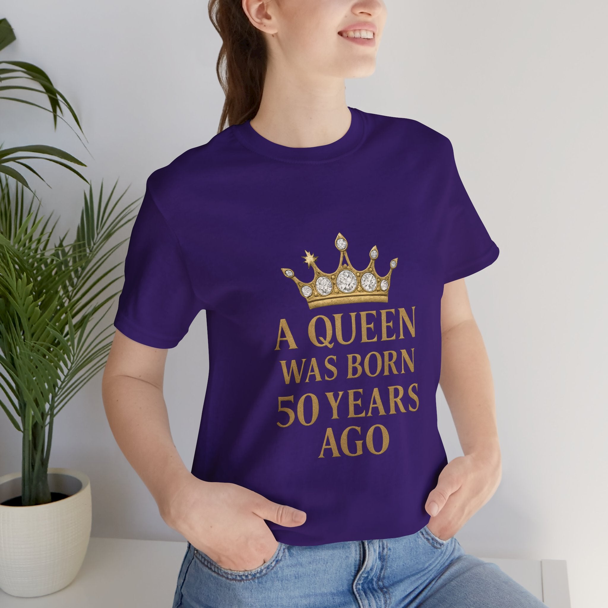 50th Birthday Queen Tee, A Queen Was Born 50 Years Ago Shirt, Anniversary Gift, Retro T-Shirt, Crown Design Tee