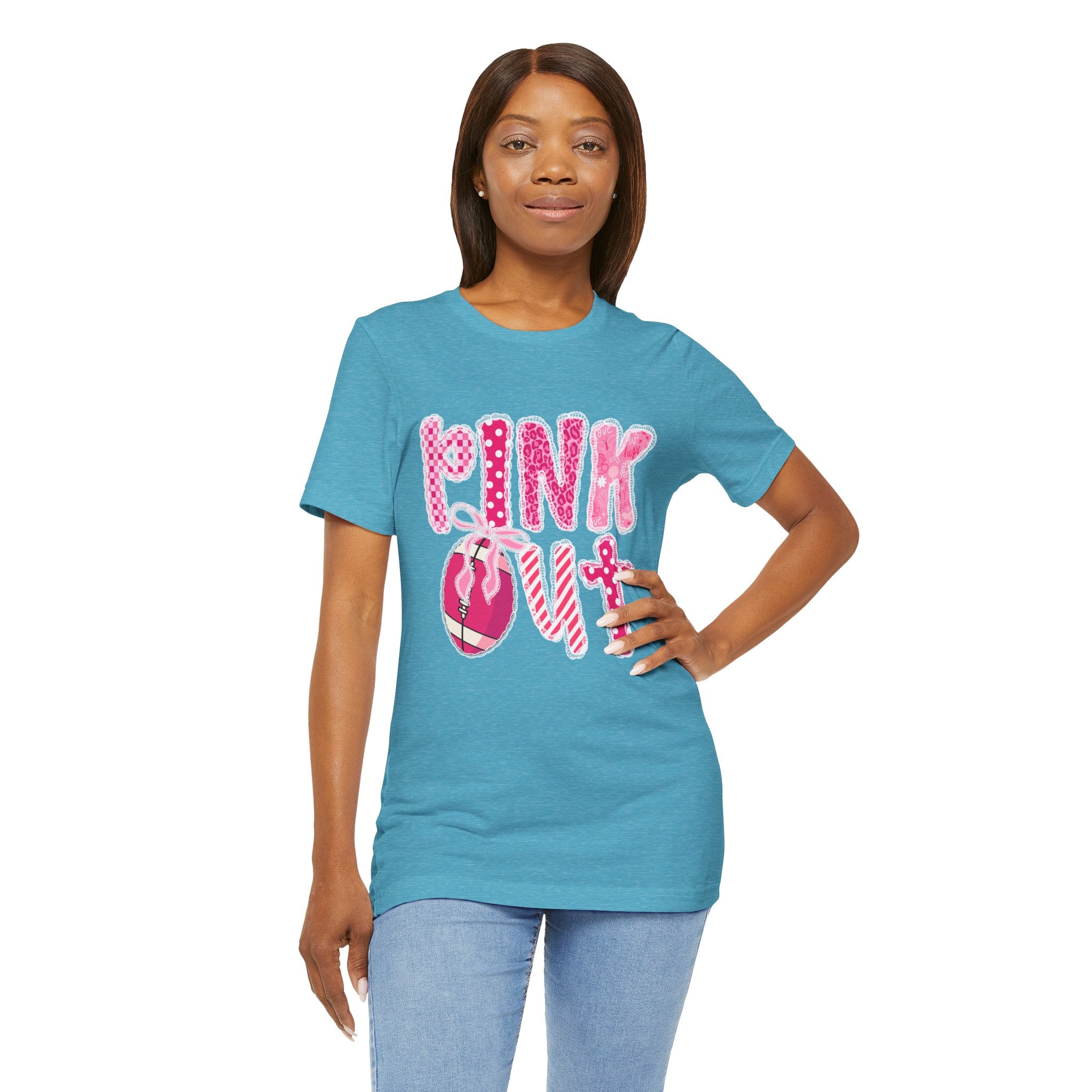 Cute Pink 'PINK OUT' Unisex Tee, Perfect for Breast Cancer Awareness, Casual Wear, Gift for Friends, Fundraising Events, or Team Spirit
