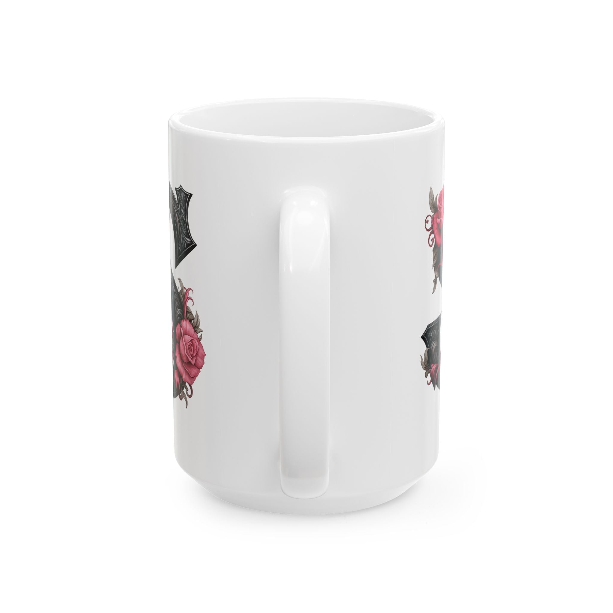 Gothic Floral Ceramic Mug – Unique Coffee Cup, Perfect Gift for Halloween, Birthdays, and Plant Lovers, 11oz & 15oz