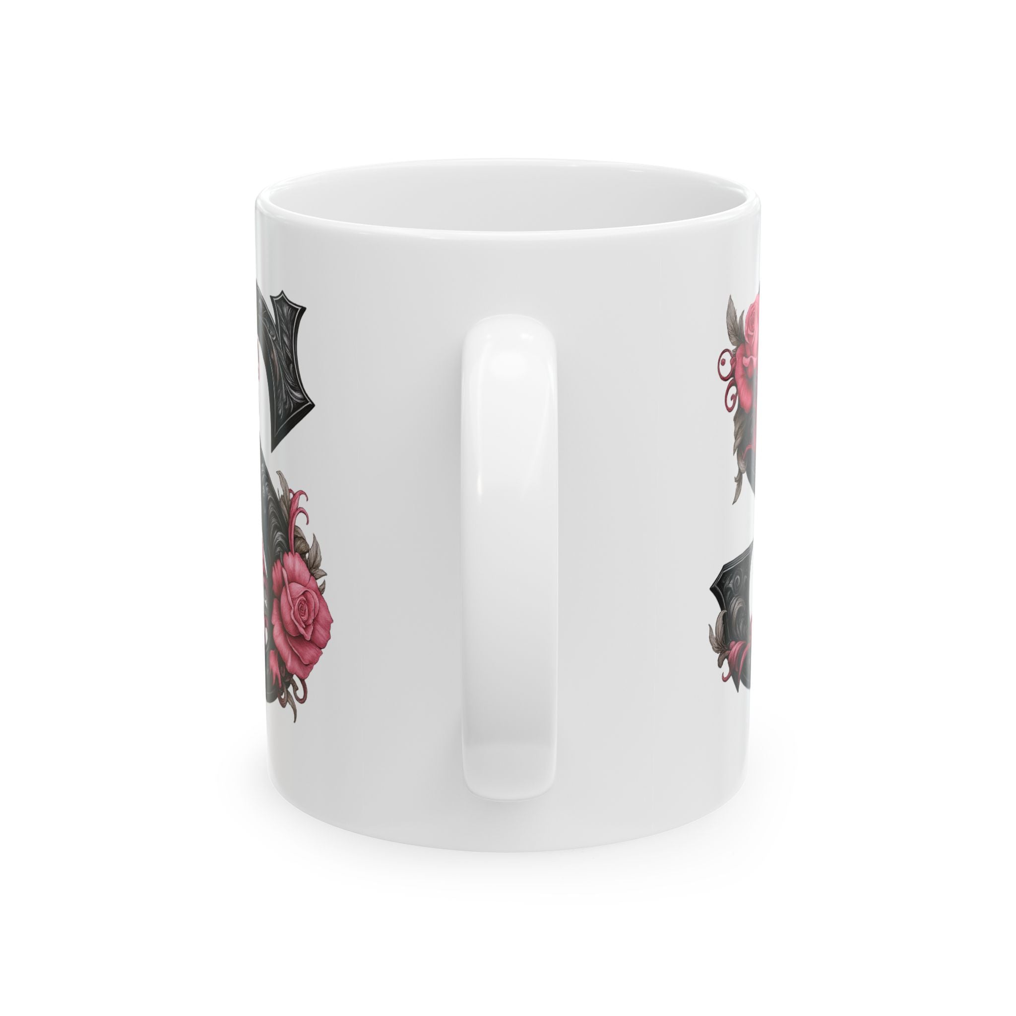 Gothic Floral Ceramic Mug – Unique Coffee Cup, Perfect Gift for Halloween, Birthdays, and Plant Lovers, 11oz & 15oz