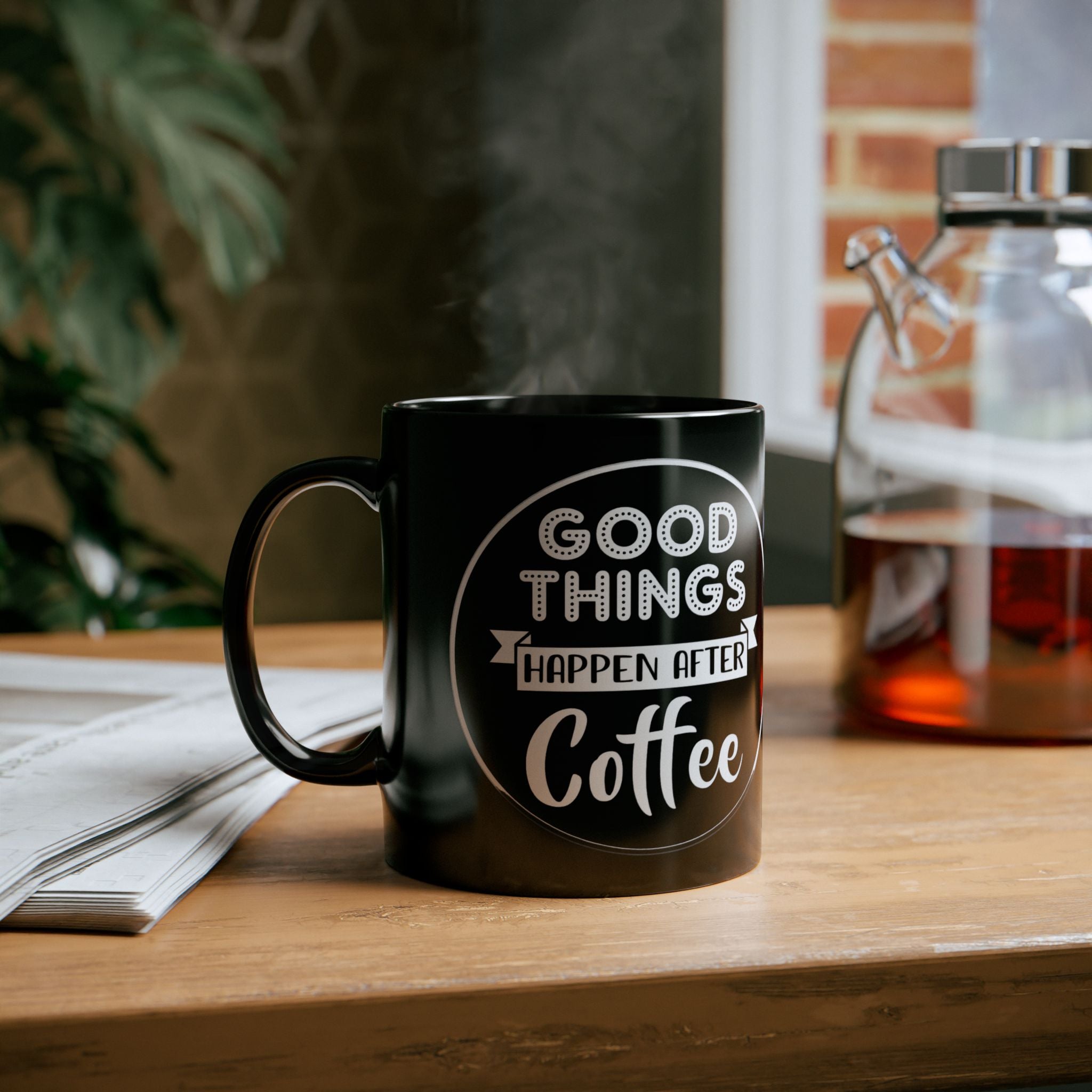 Coffee Lover's Black Mug - Perfect Gift for Coffee Addicts, Motivational Mug for Home, Office, Gift for Friends