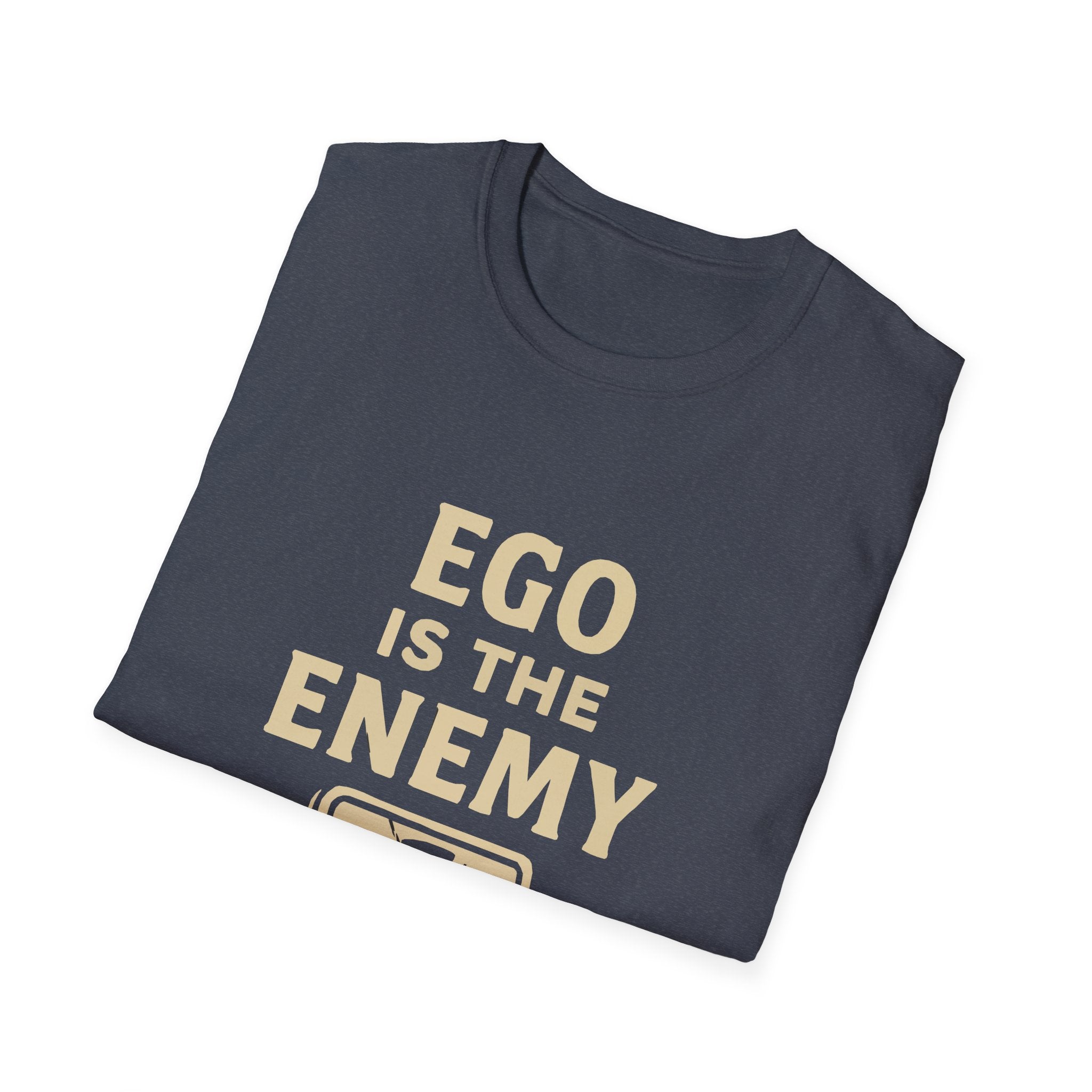 Ego Is The Enemy Unisex Softstyle Tee, Inspirational Graphic Shirt, Motivational Quote Top, Self-Development Apparel, Minimalist T-Shirt,