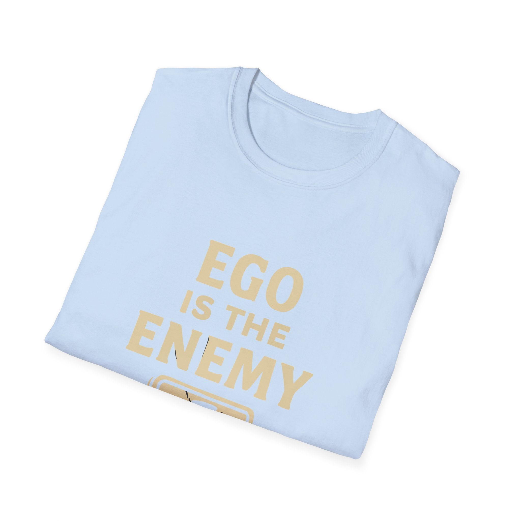 Ego Is The Enemy Unisex Softstyle Tee, Inspirational Graphic Shirt, Motivational Quote Top, Self-Development Apparel, Minimalist T-Shirt,