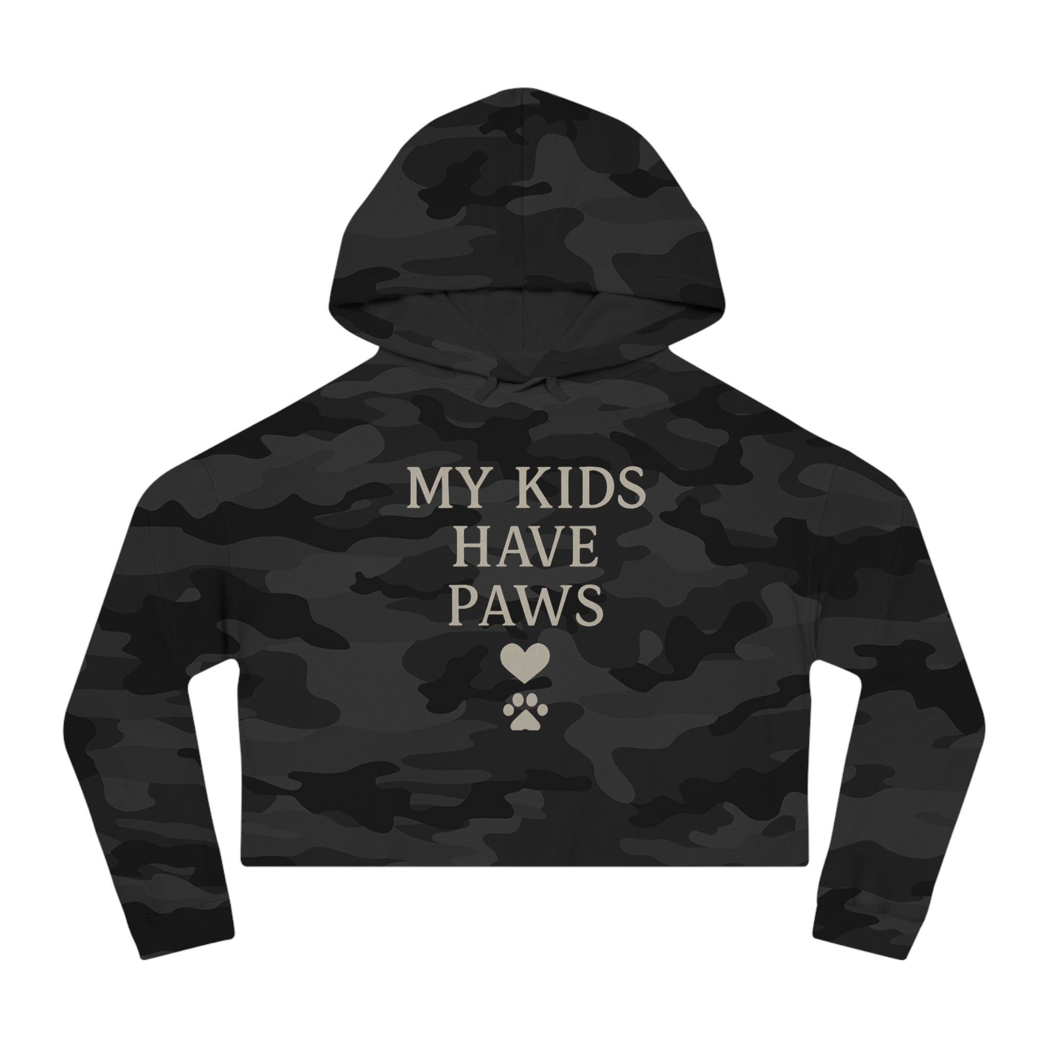 Camo Pet Lovers Cropped Hoodie - My Kids Have Paws Sweatshirt, Animal Lover Gift, Pet Mom Apparel, Trendy Hooded Top, Cozy Casual Wear