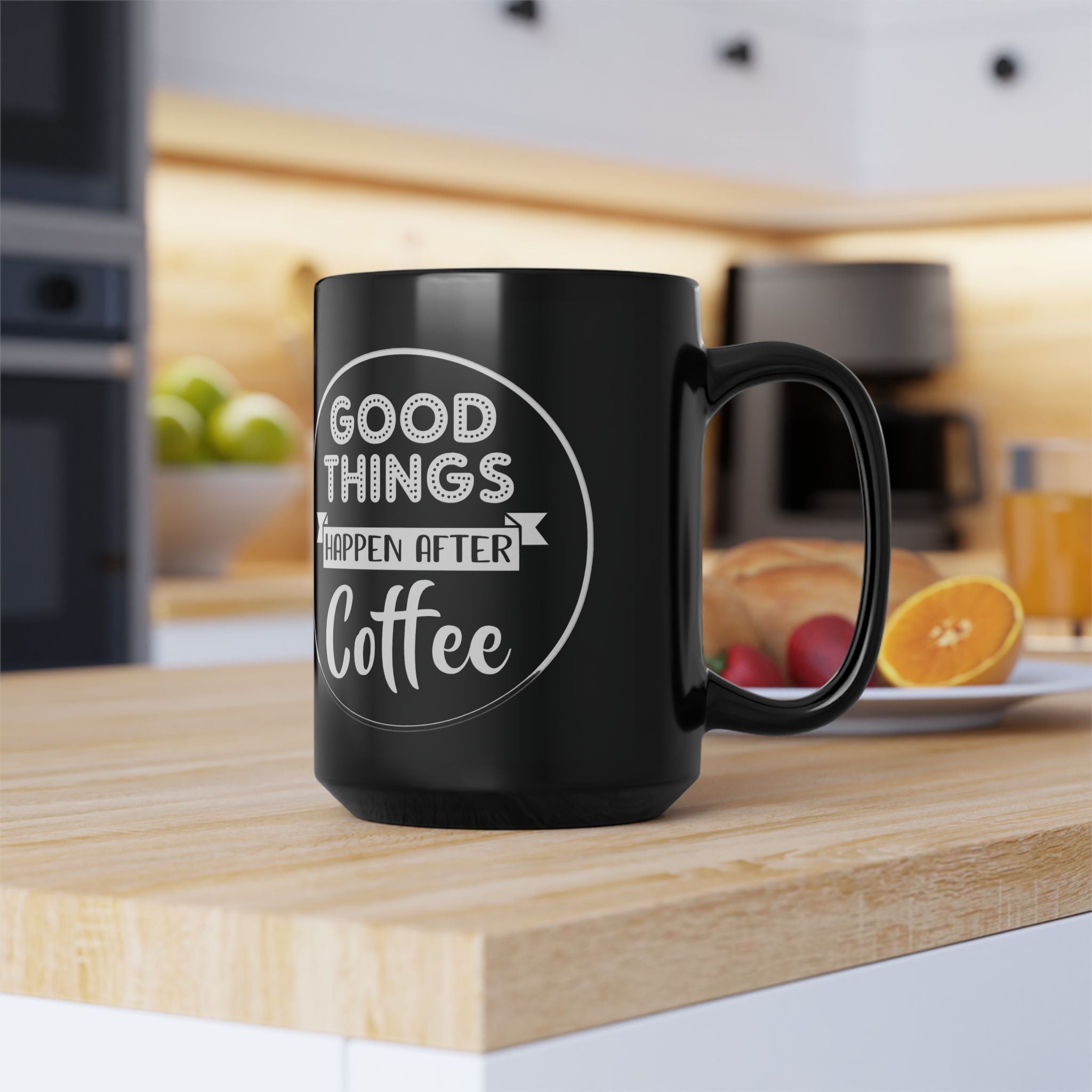 Coffee Lover's Black Mug - Perfect Gift for Coffee Addicts, Motivational Mug for Home, Office, Gift for Friends