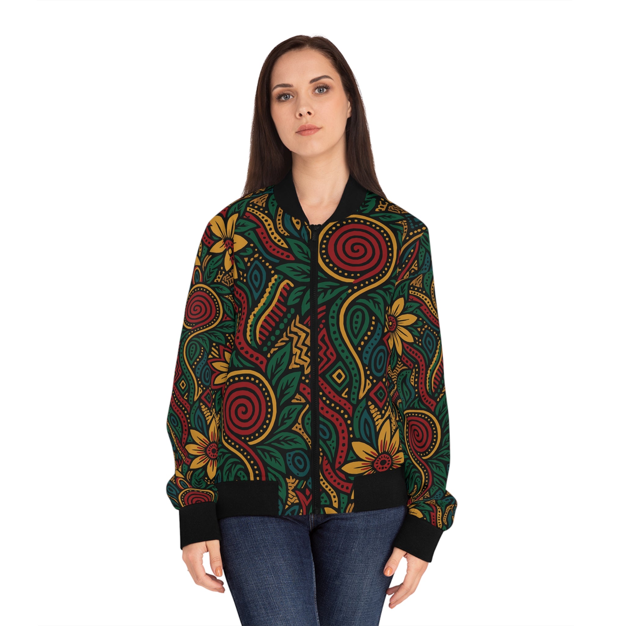 Ankara Women's Bomber Jacket, Floral Zip-Up, Trendy Casual Jacket, Statement Piece, Spring Style, Gift for Her