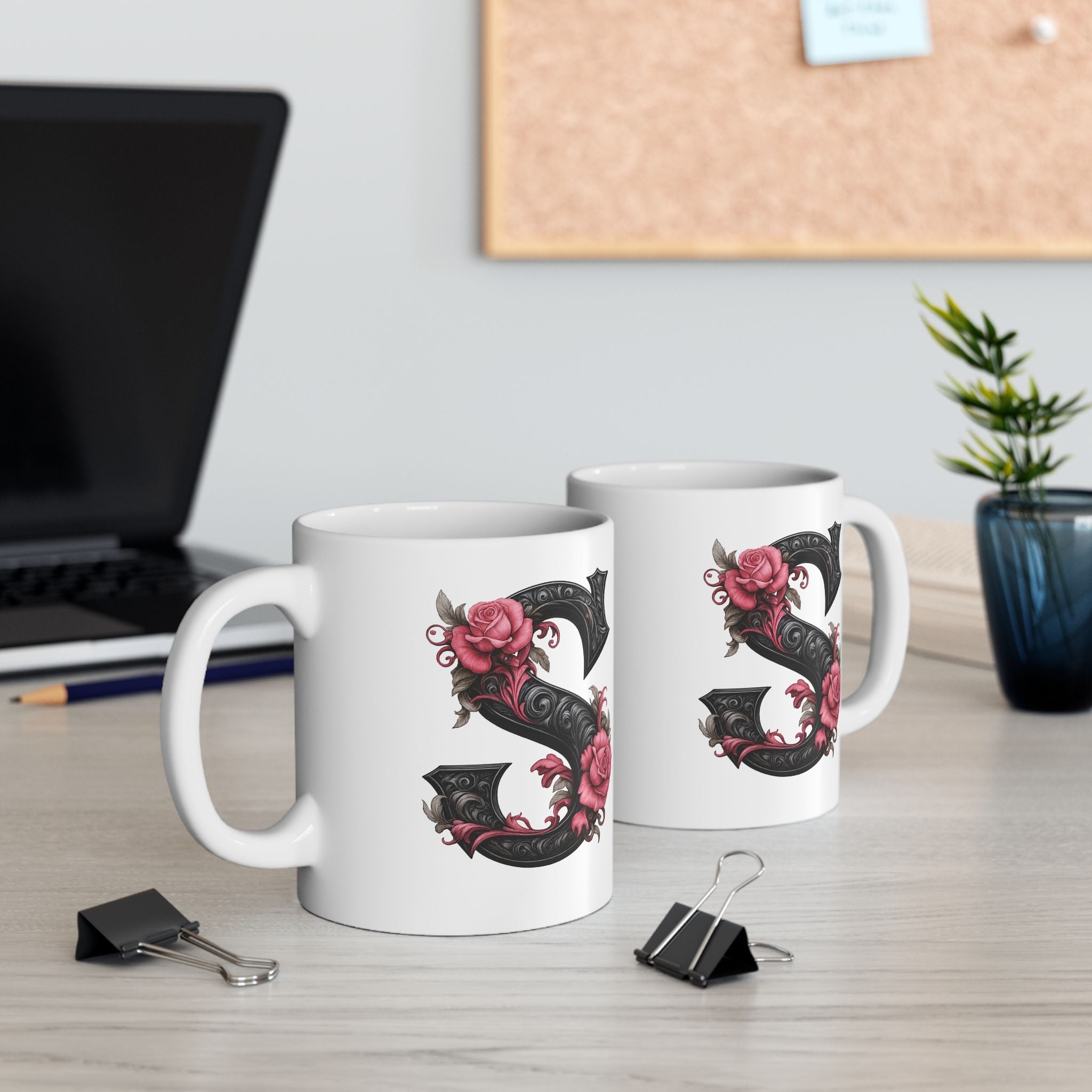 Gothic Floral Ceramic Mug – Unique Coffee Cup, Perfect Gift for Halloween, Birthdays, and Plant Lovers, 11oz & 15oz