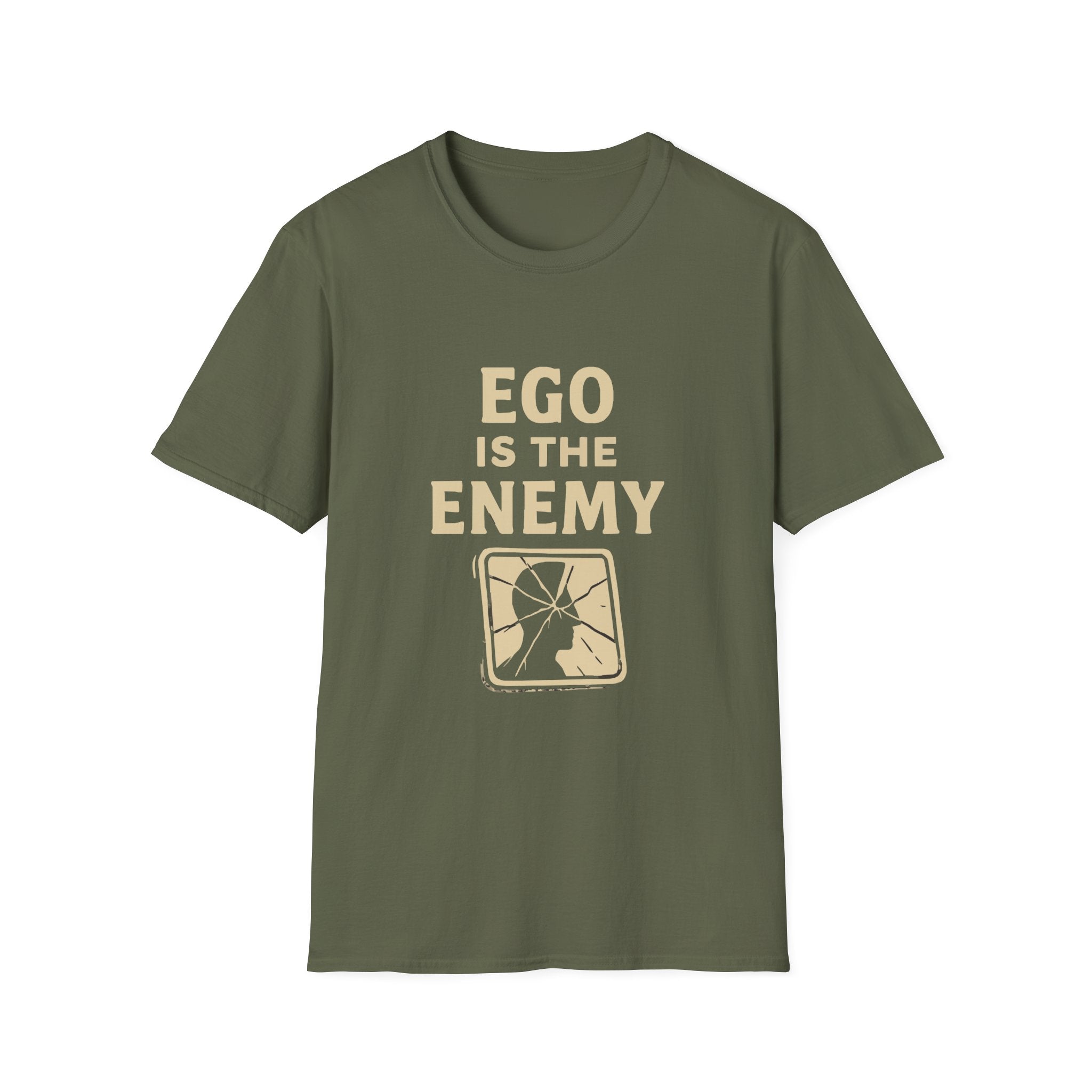 Ego Is The Enemy Unisex Softstyle Tee, Inspirational Graphic Shirt, Motivational Quote Top, Self-Development Apparel, Minimalist T-Shirt,