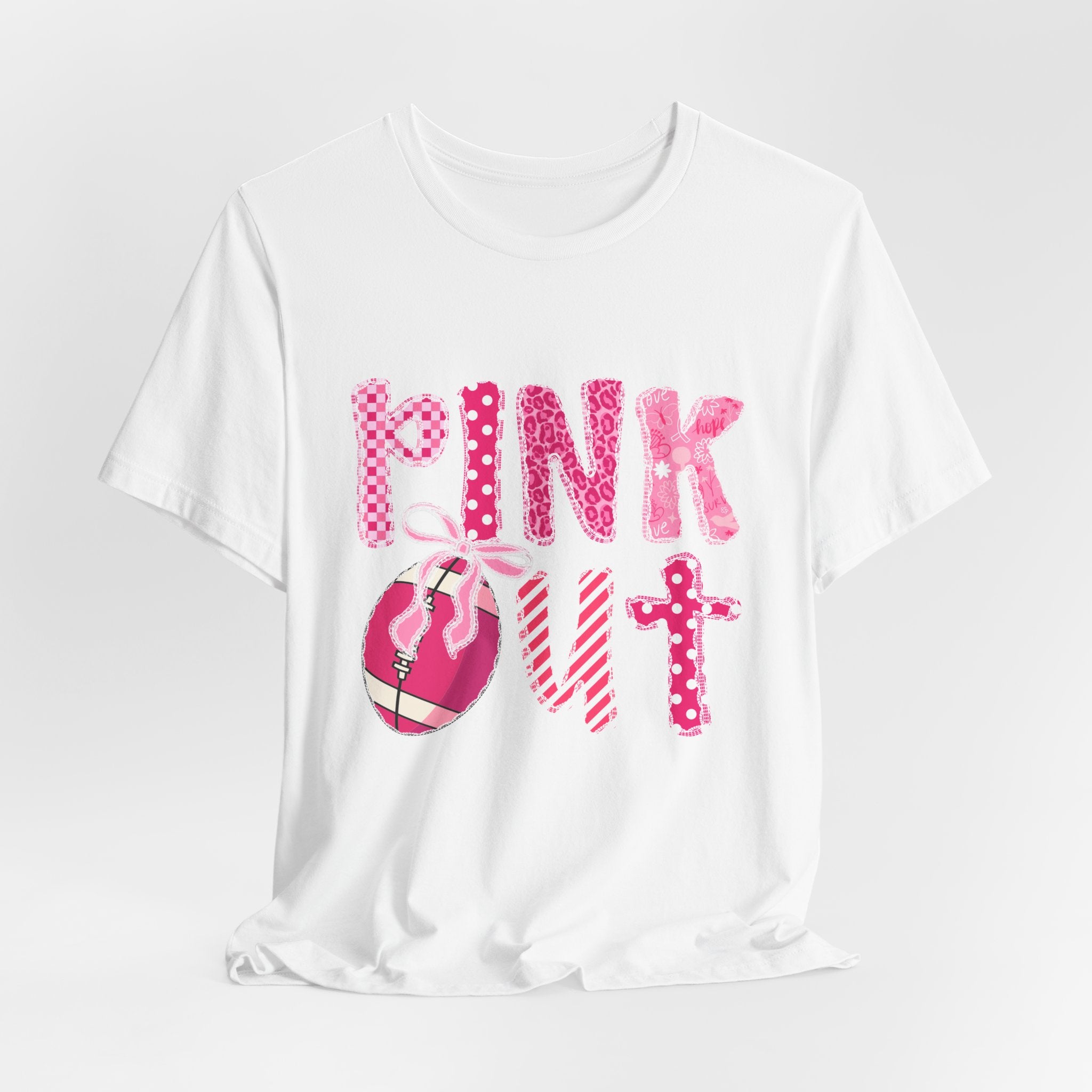 Cute Pink 'PINK OUT' Unisex Tee, Perfect for Breast Cancer Awareness, Casual Wear, Gift for Friends, Fundraising Events, or Team Spirit