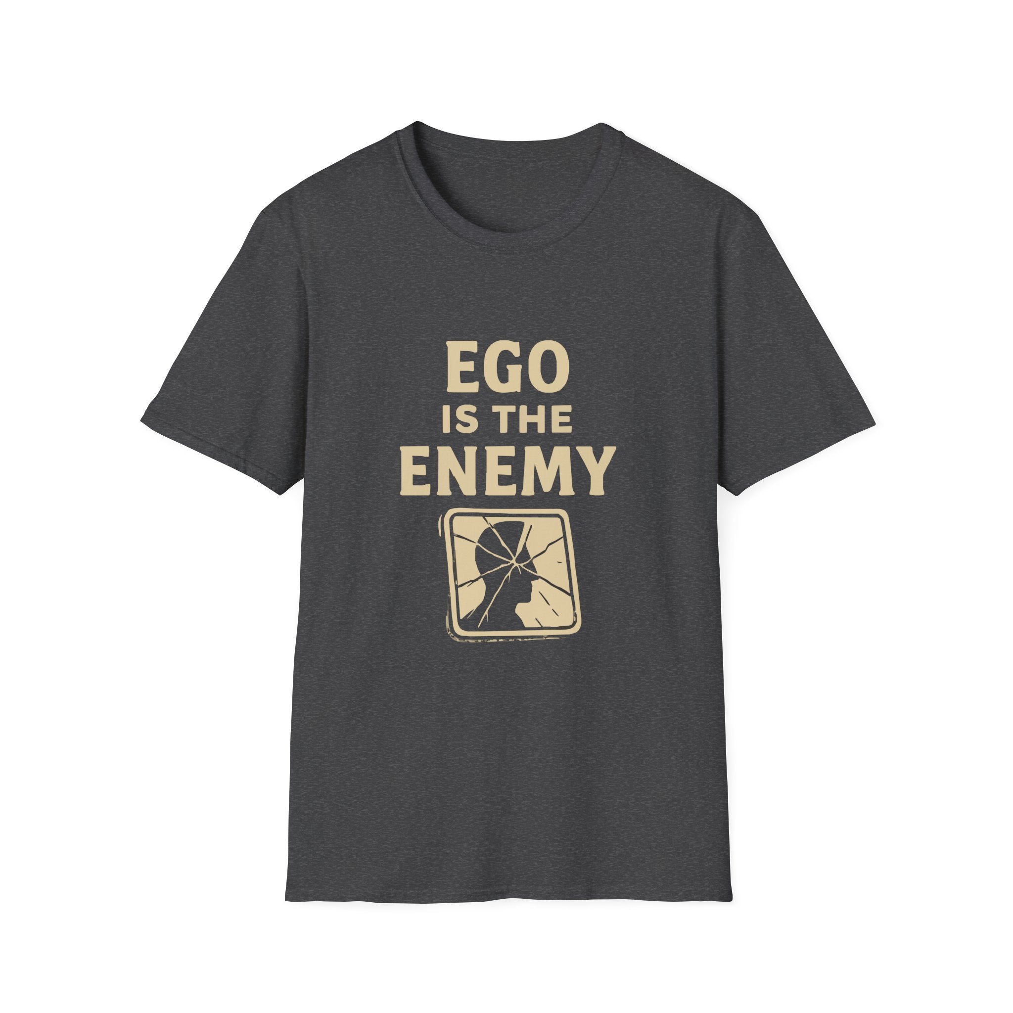 Ego Is The Enemy Unisex Softstyle Tee, Inspirational Graphic Shirt, Motivational Quote Top, Self-Development Apparel, Minimalist T-Shirt,