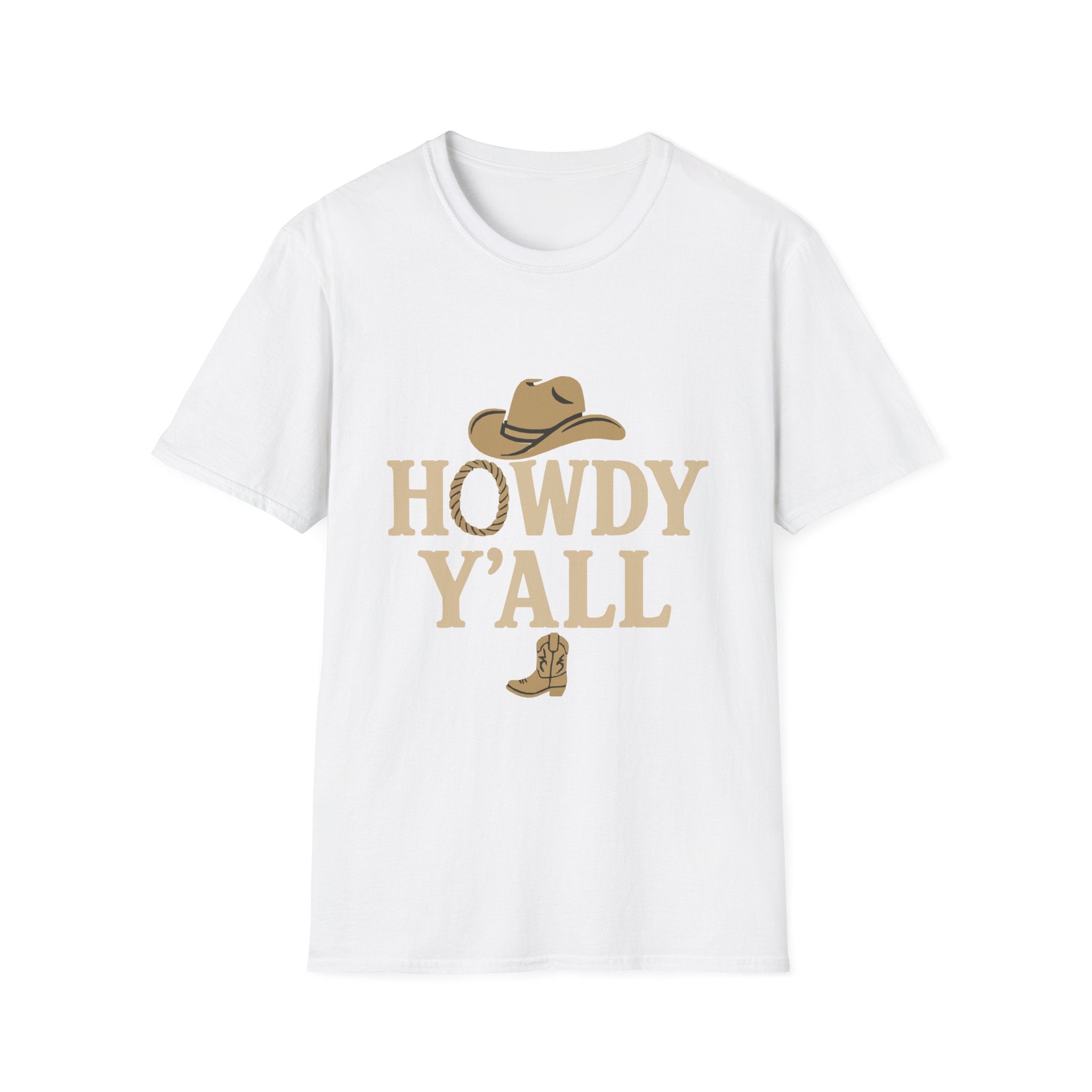 Howdy Y'all Western T-Shirt, Cowboy Tee, Country Music Shirt, Gift for Cowpoke, Unisex Softstyle Shirt
