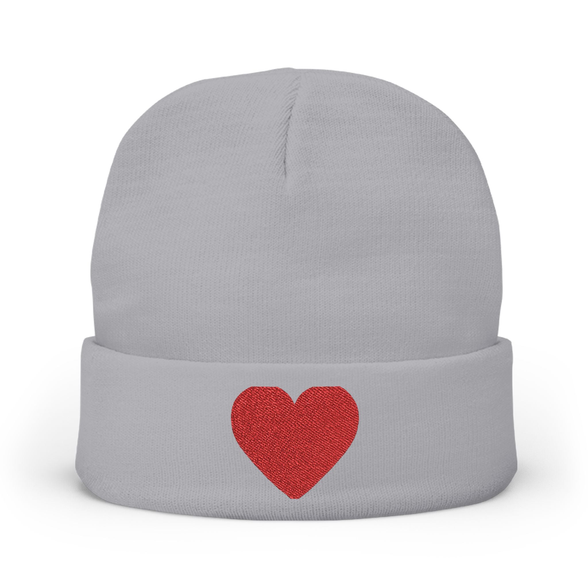 Embroidered Heart Knit Beanie, Cozy Winter Hat, Gift for Her, Cute Accessory, Trendy Beanie, Valentine's Day Style