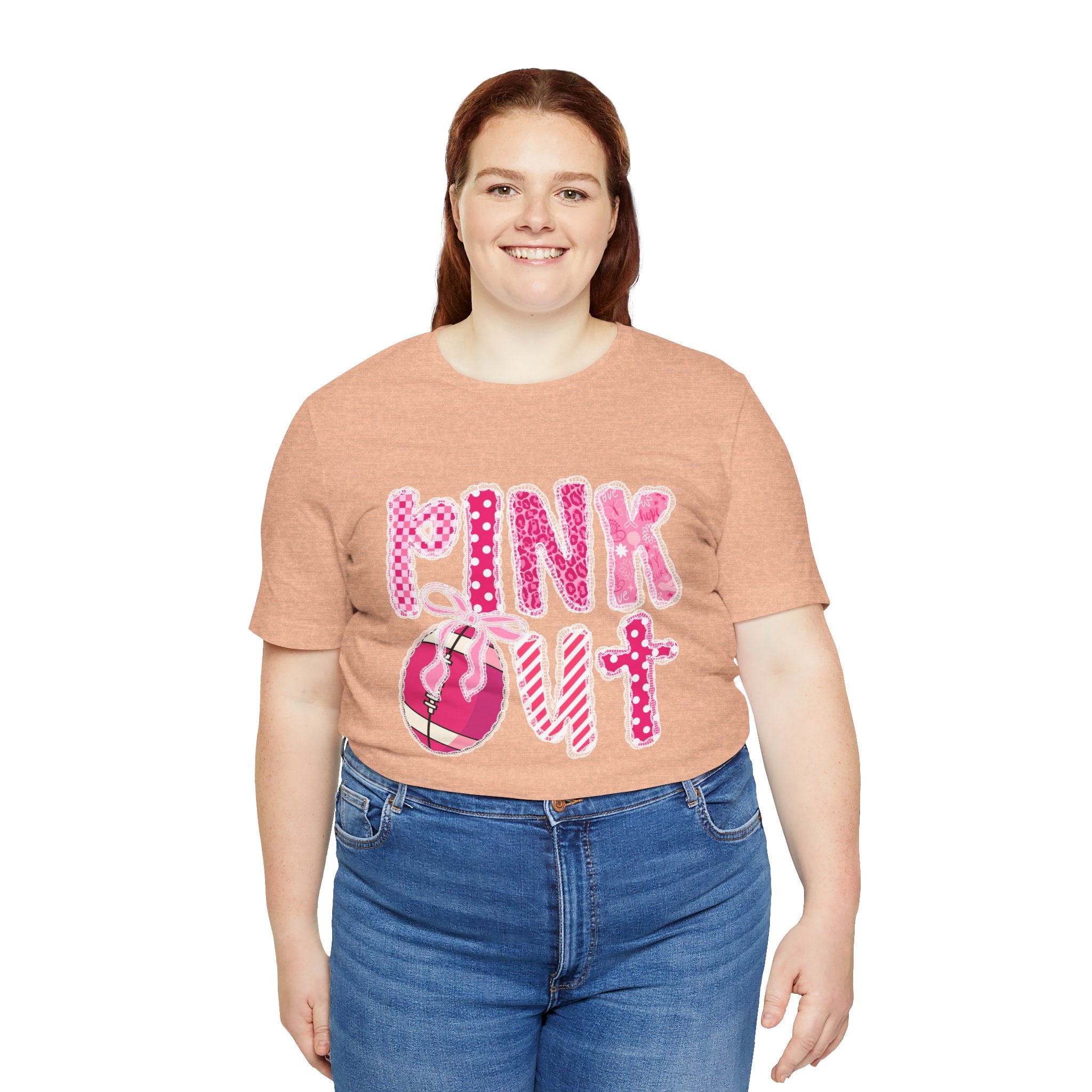 Cute Pink 'PINK OUT' Unisex Tee, Perfect for Breast Cancer Awareness, Casual Wear, Gift for Friends, Fundraising Events, or Team Spirit