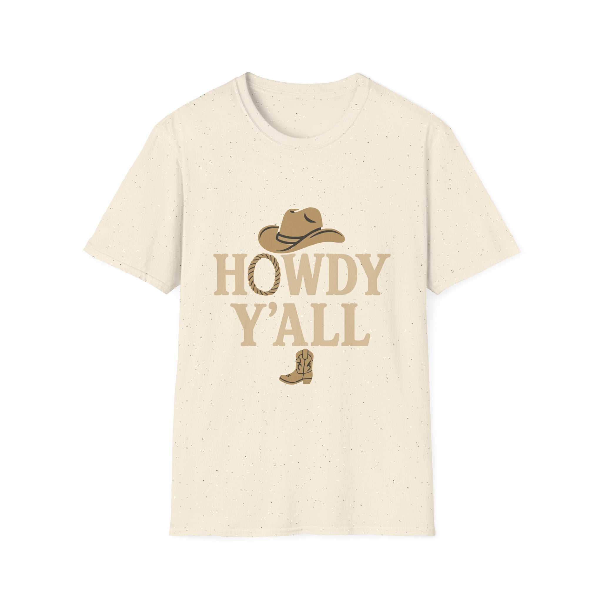 Howdy Y'all Western T-Shirt, Cowboy Tee, Country Music Shirt, Gift for Cowpoke, Unisex Softstyle Shirt
