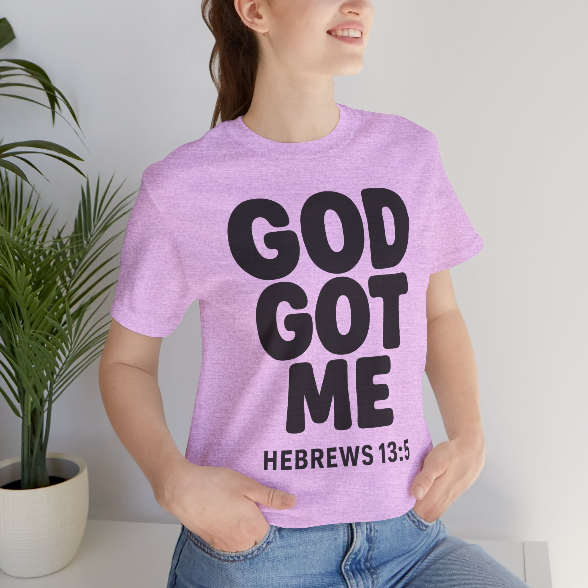 GOD GOT ME Religious T-Shirt, Christian Design. Clothing, Inspirational Tee, Faith Shirt, Unisex Jersey Short Sleeve Tee with