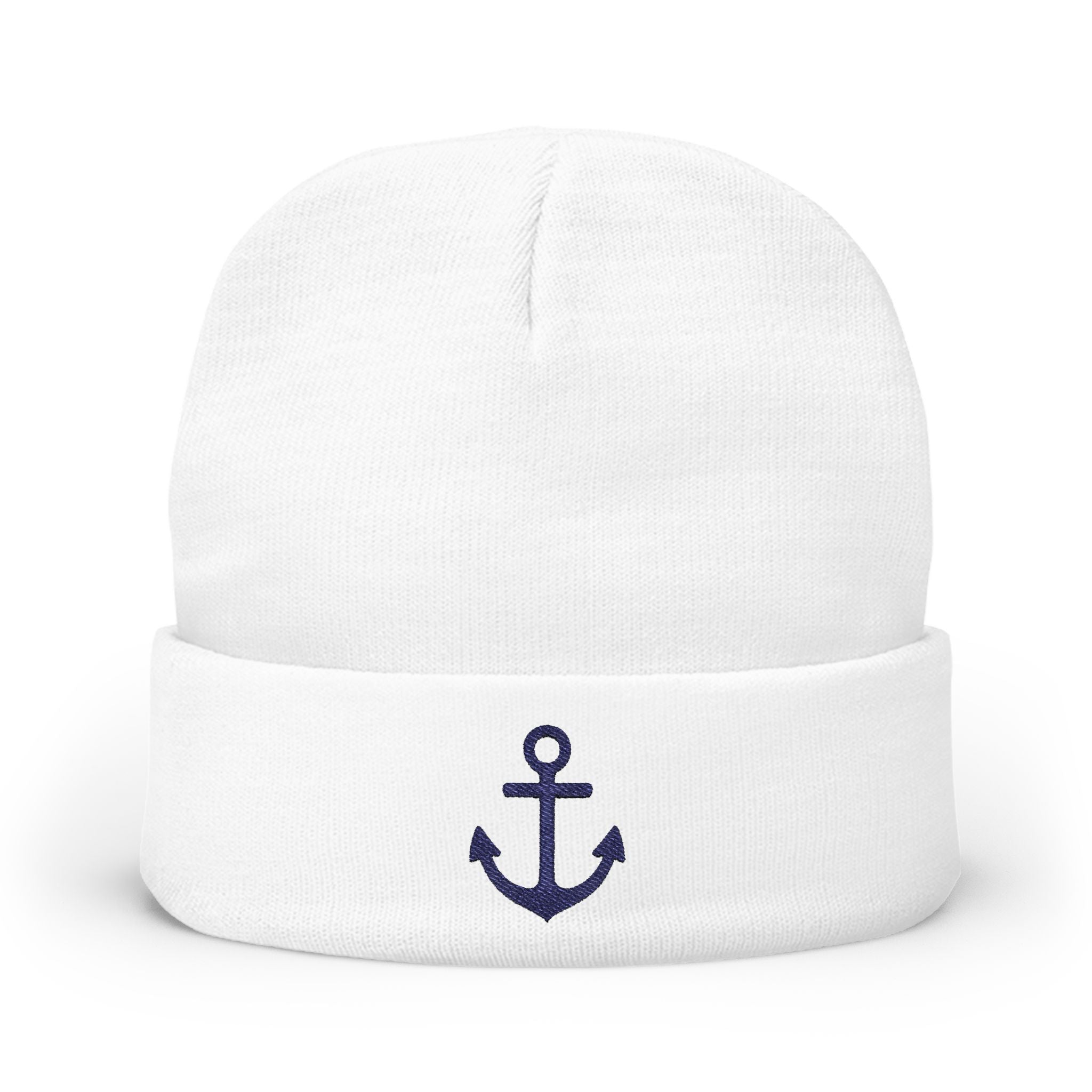 Beanie, Bold  Anchor Symbol Embroidered Hat, Knit Cap, Winter Fashion Accessory, Skull Cap, Sailor Gift