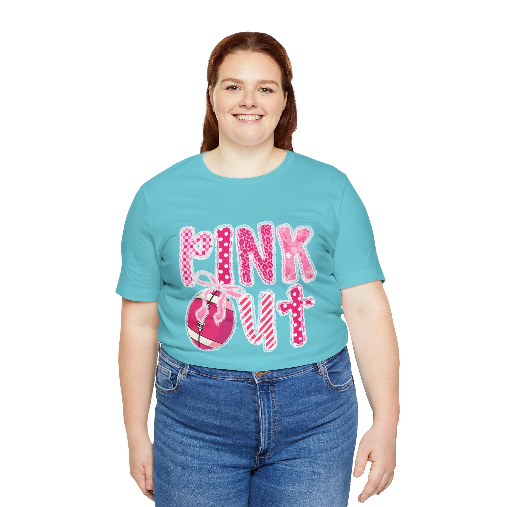 Cute Pink 'PINK OUT' Unisex Tee, Perfect for Breast Cancer Awareness, Casual Wear, Gift for Friends, Fundraising Events, or Team Spirit