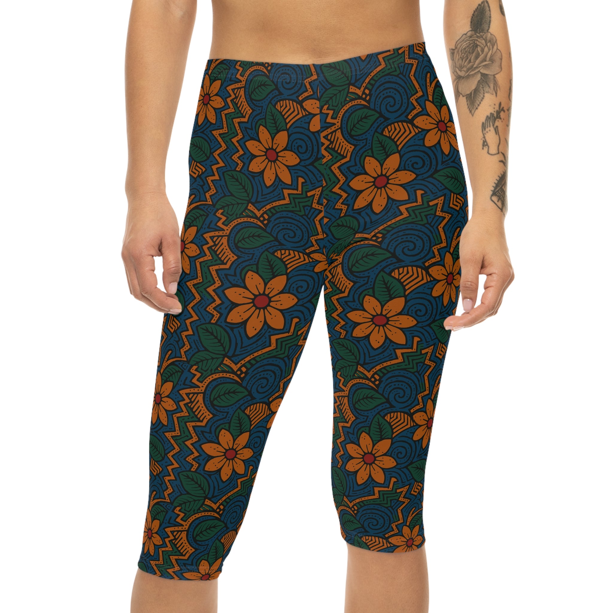 Vibrant Tribal  Capri Leggings