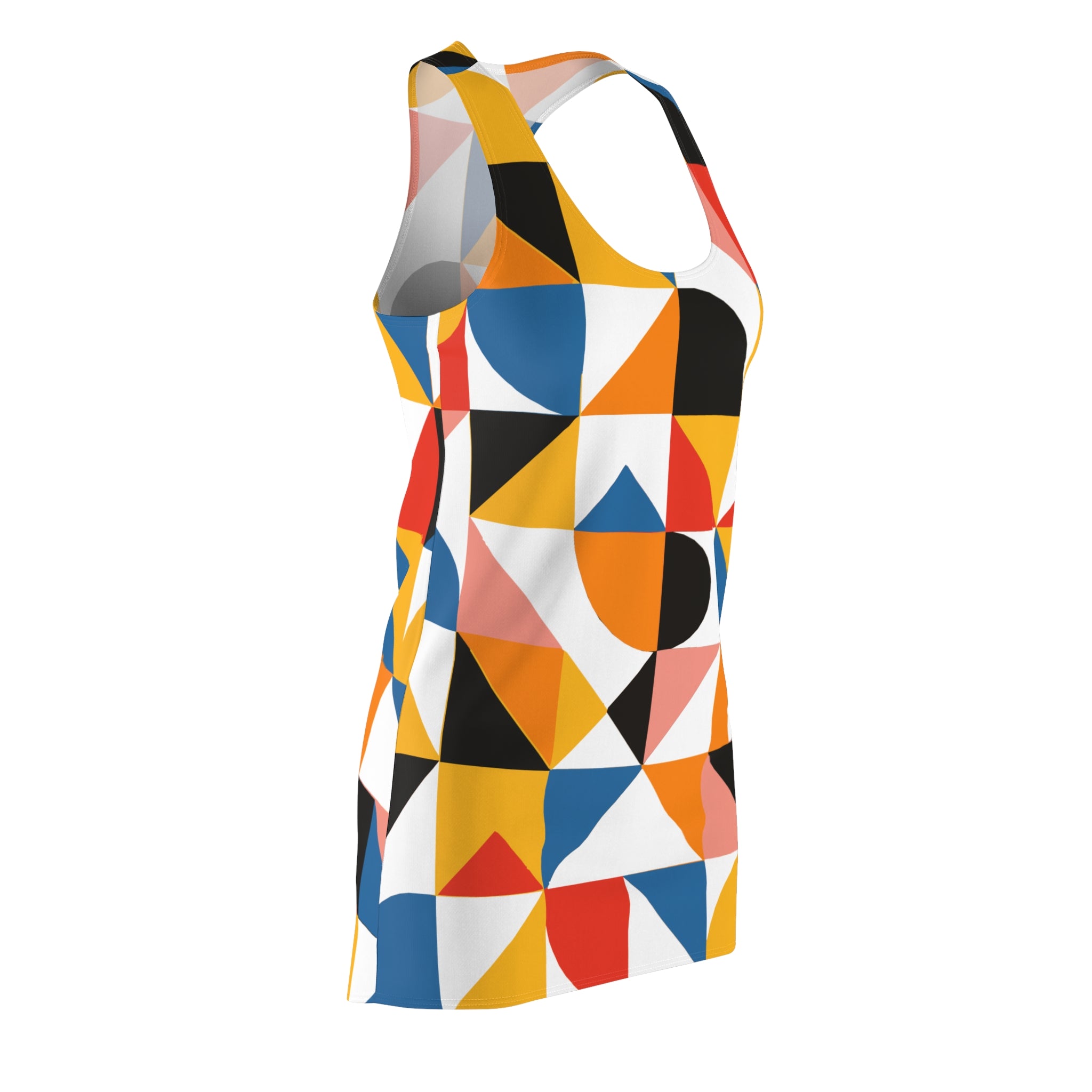 Geometric Print Racerback Dress | Playful Summer Dress, Beach Cover-Up, Casual Dress, Festival Style, Bright Patterned Dress