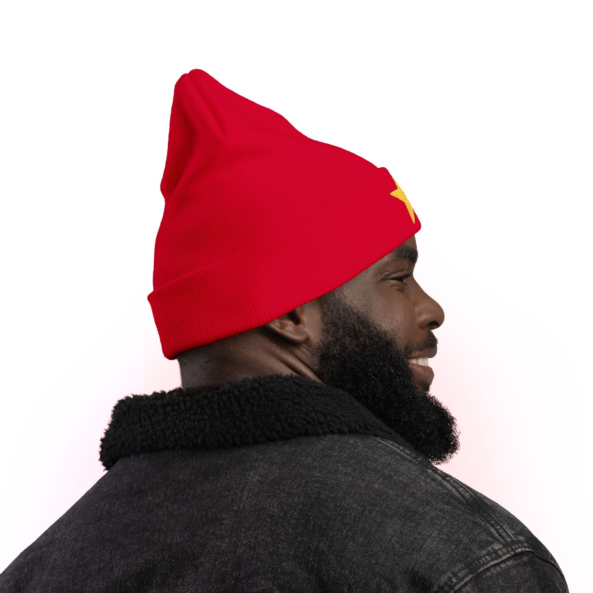 Starry Knit Beanie with Embroidery - Winter Hat, Gift for Her, Cute Beanie, Cozy Accessory, Modern Style