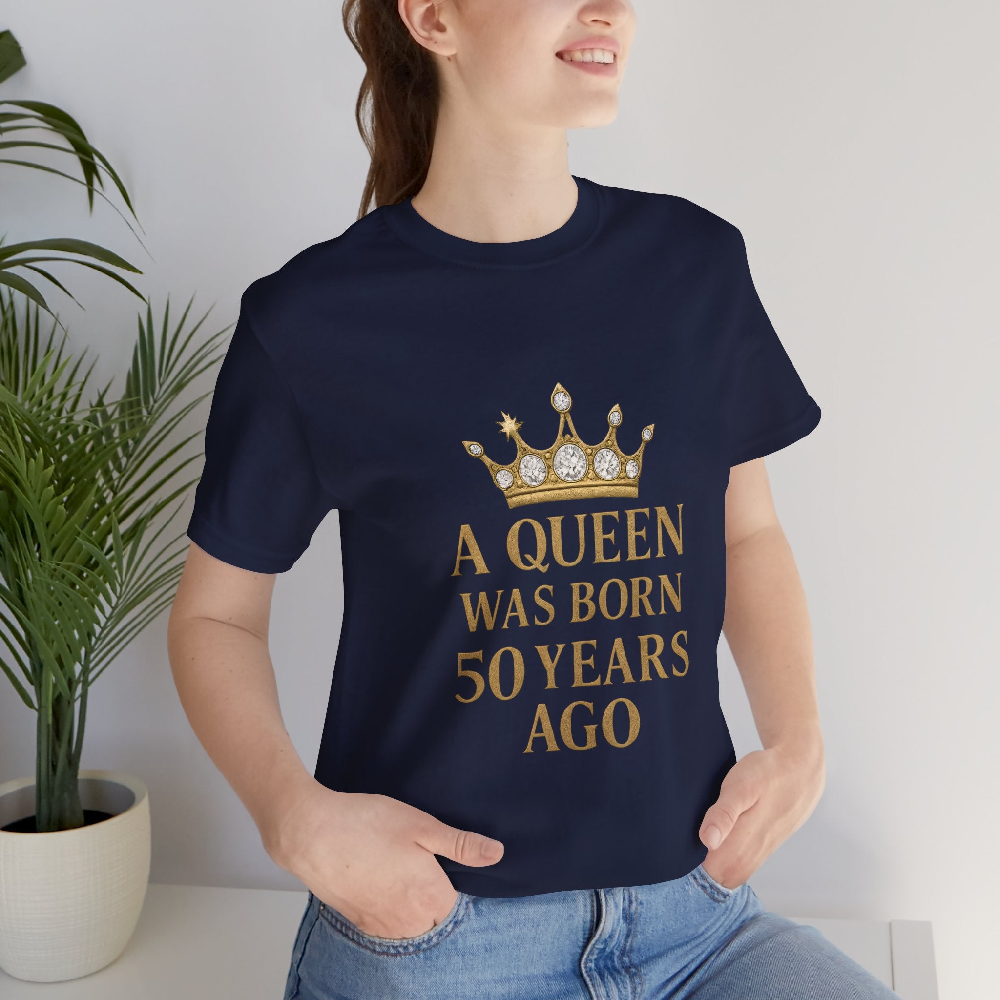 50th Birthday Queen Tee, A Queen Was Born 50 Years Ago Shirt, Anniversary Gift, Retro T-Shirt, Crown Design Tee
