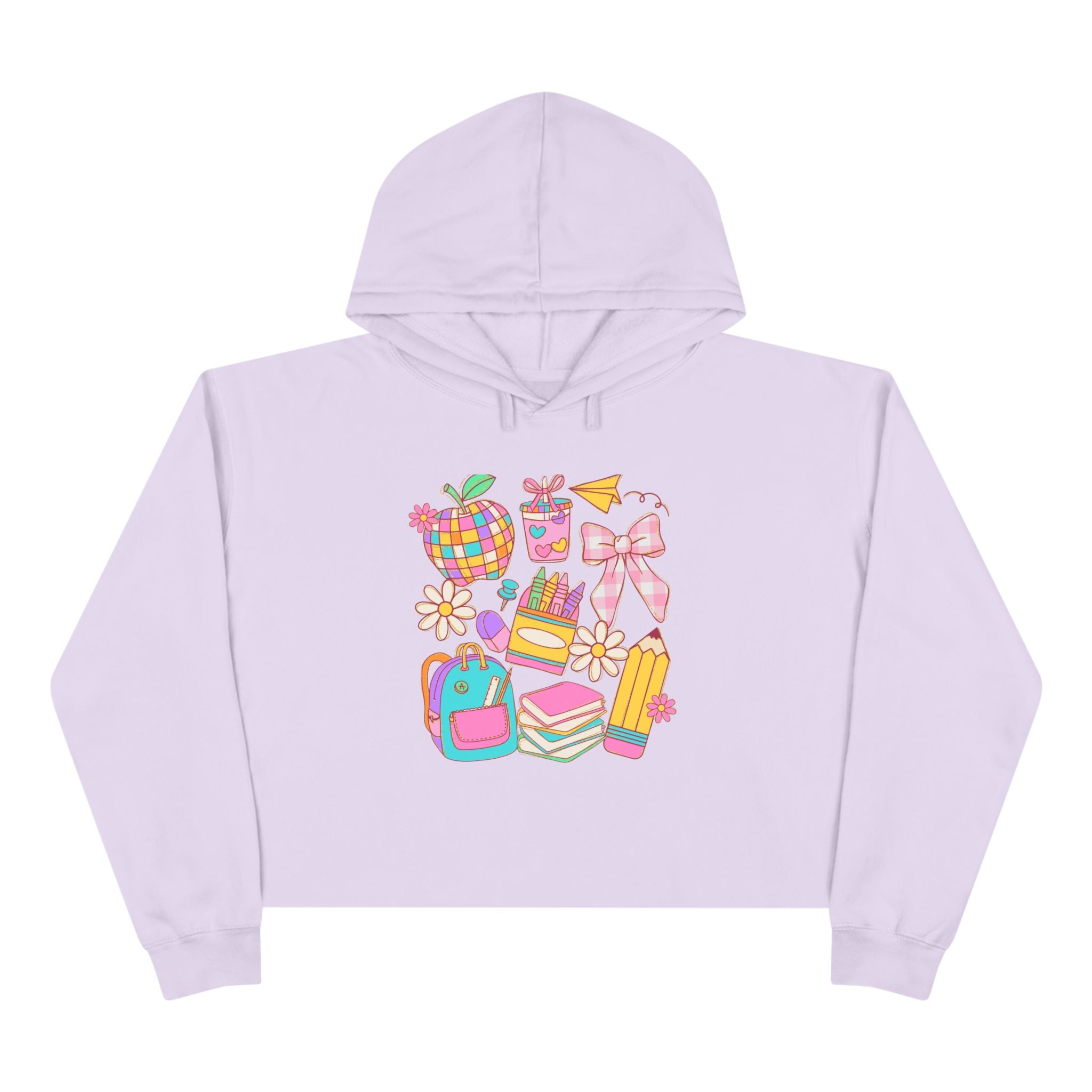 Colorful Back to School Crop Hoodie - Cute and Vibrant Pullover for Students, Fun School Fashion, Teen Girls Sweatshirt, Stylish Sweater,