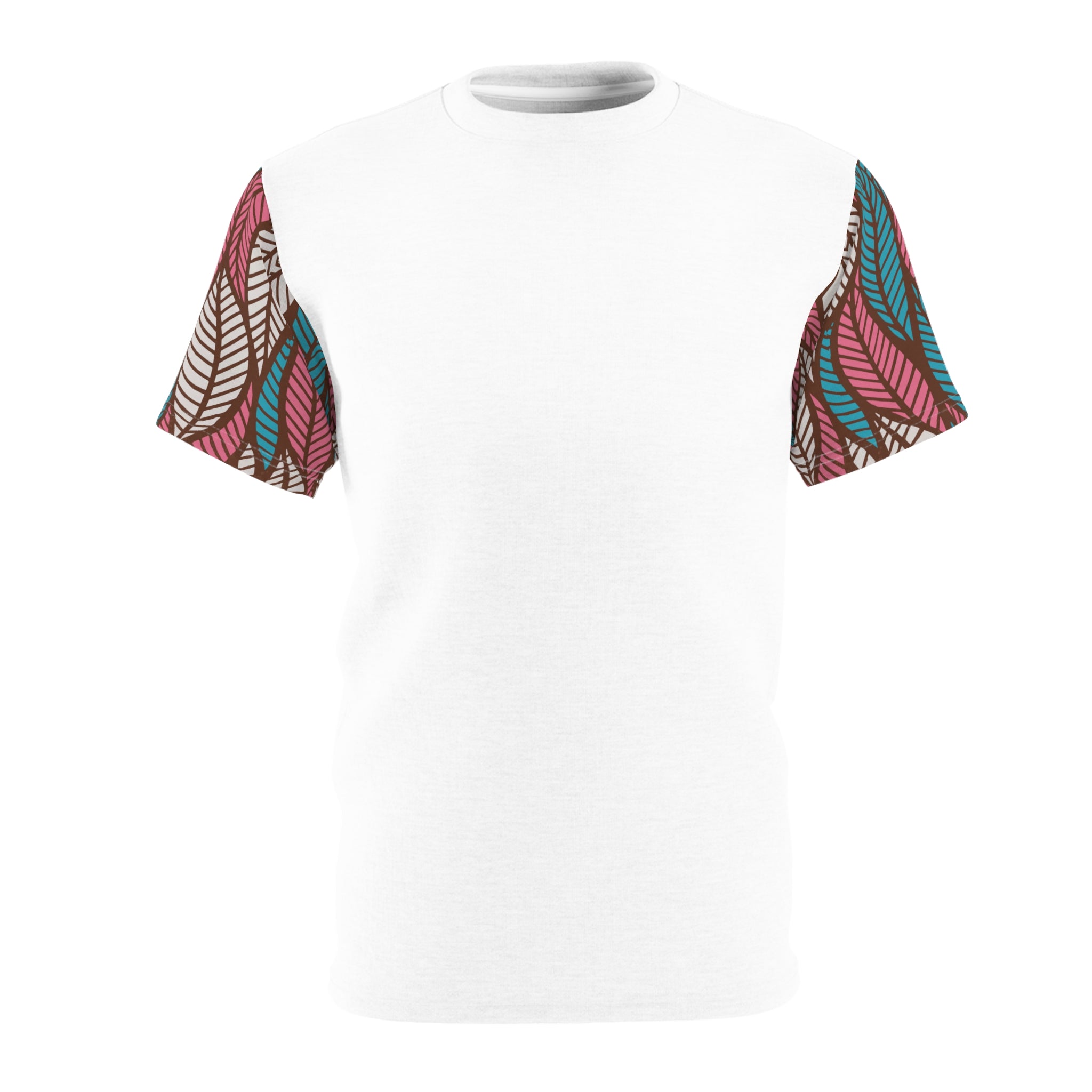 Ankara Leaf Print Tee, Unisex Cut & Sew Tee, Colorful Artwork Shirt, Casual Summer Top, Eco-Friendly Fashion, Gift for Nature Lovers