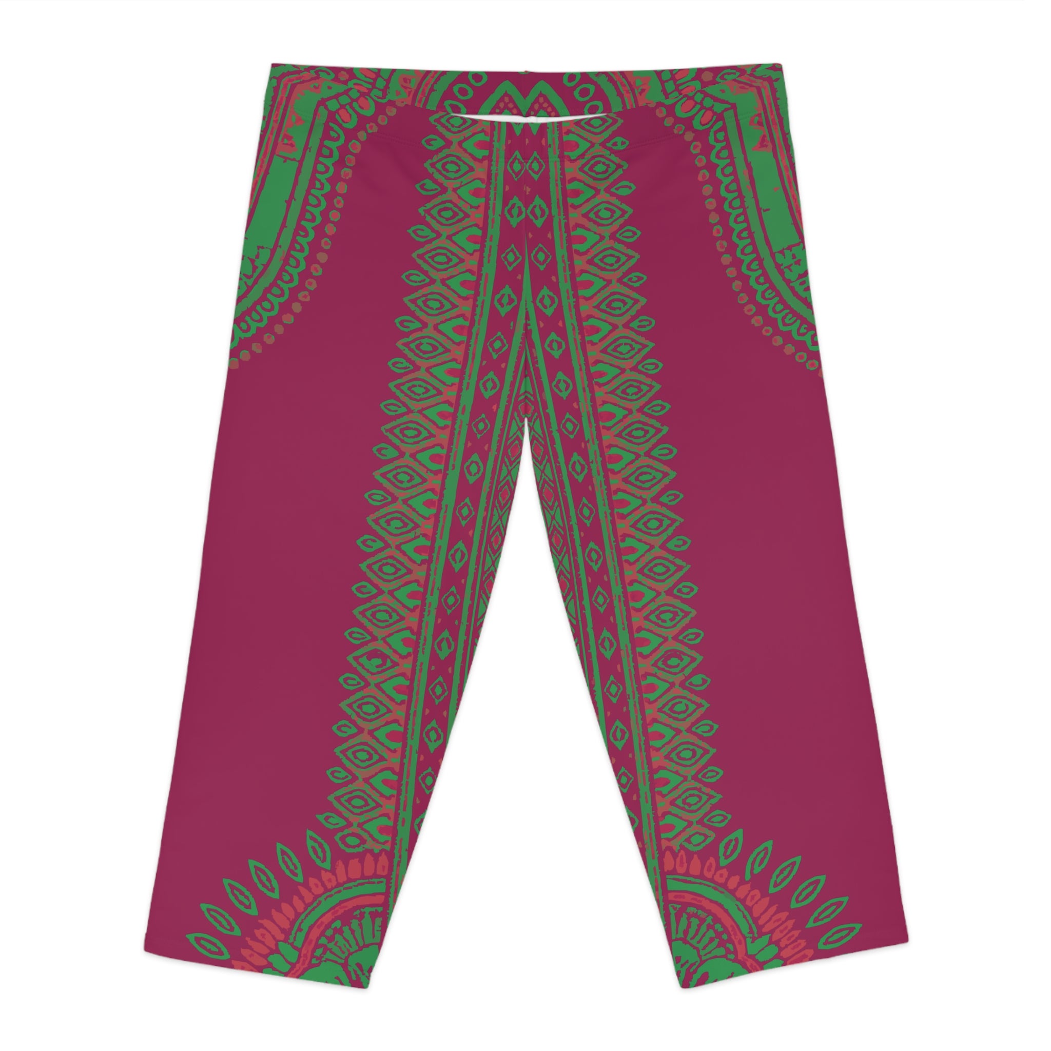 Vibrant Women's Capri Leggings | Boho Chic Activewear | Perfect for Yoga, Running, Casual Wear, Holidays, Summer