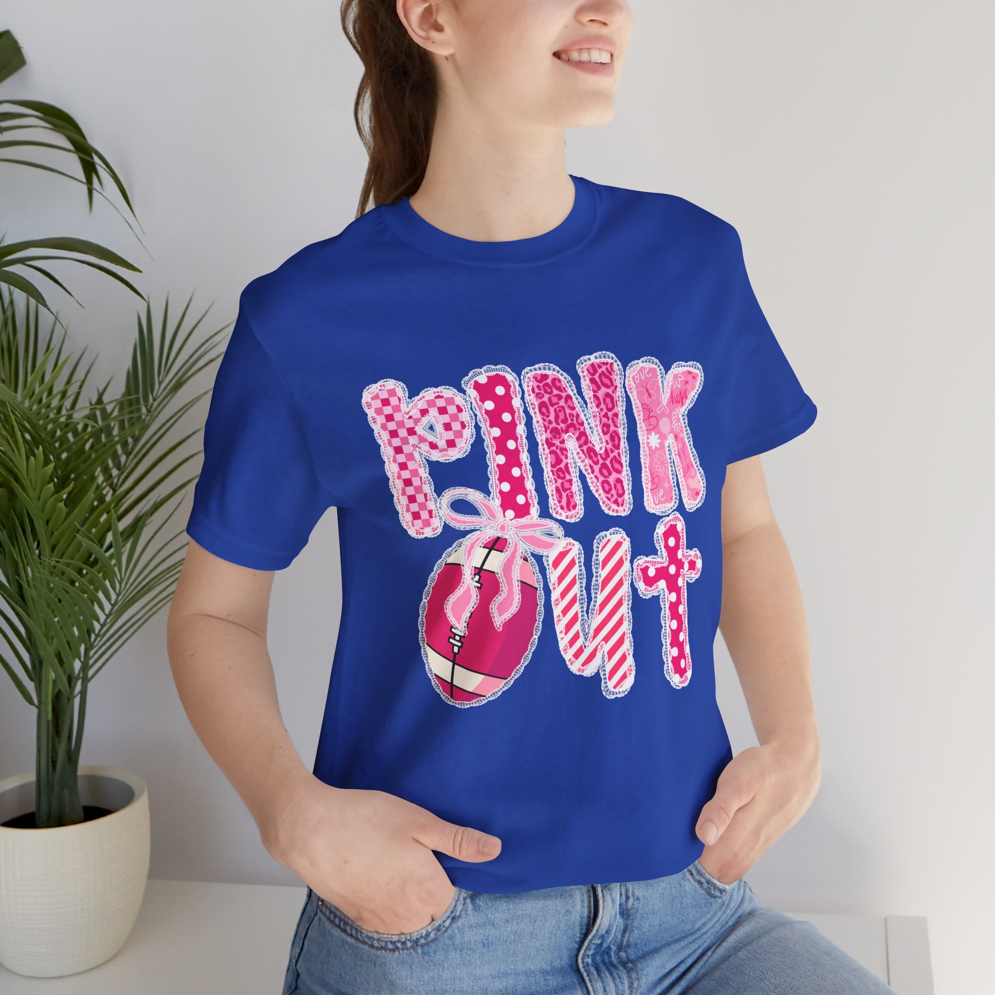 Cute Pink 'PINK OUT' Unisex Tee, Perfect for Breast Cancer Awareness, Casual Wear, Gift for Friends, Fundraising Events, or Team Spirit