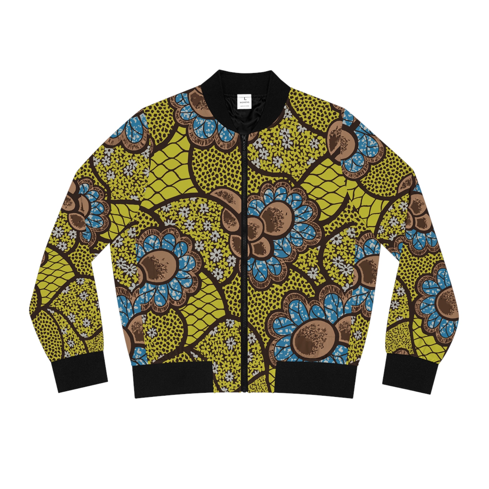 Vibrant Ankara Women's Bomber Jacket, AOP Fashion Coat, Trendy Streetwear, Gift for Her, Spring/Summer Style