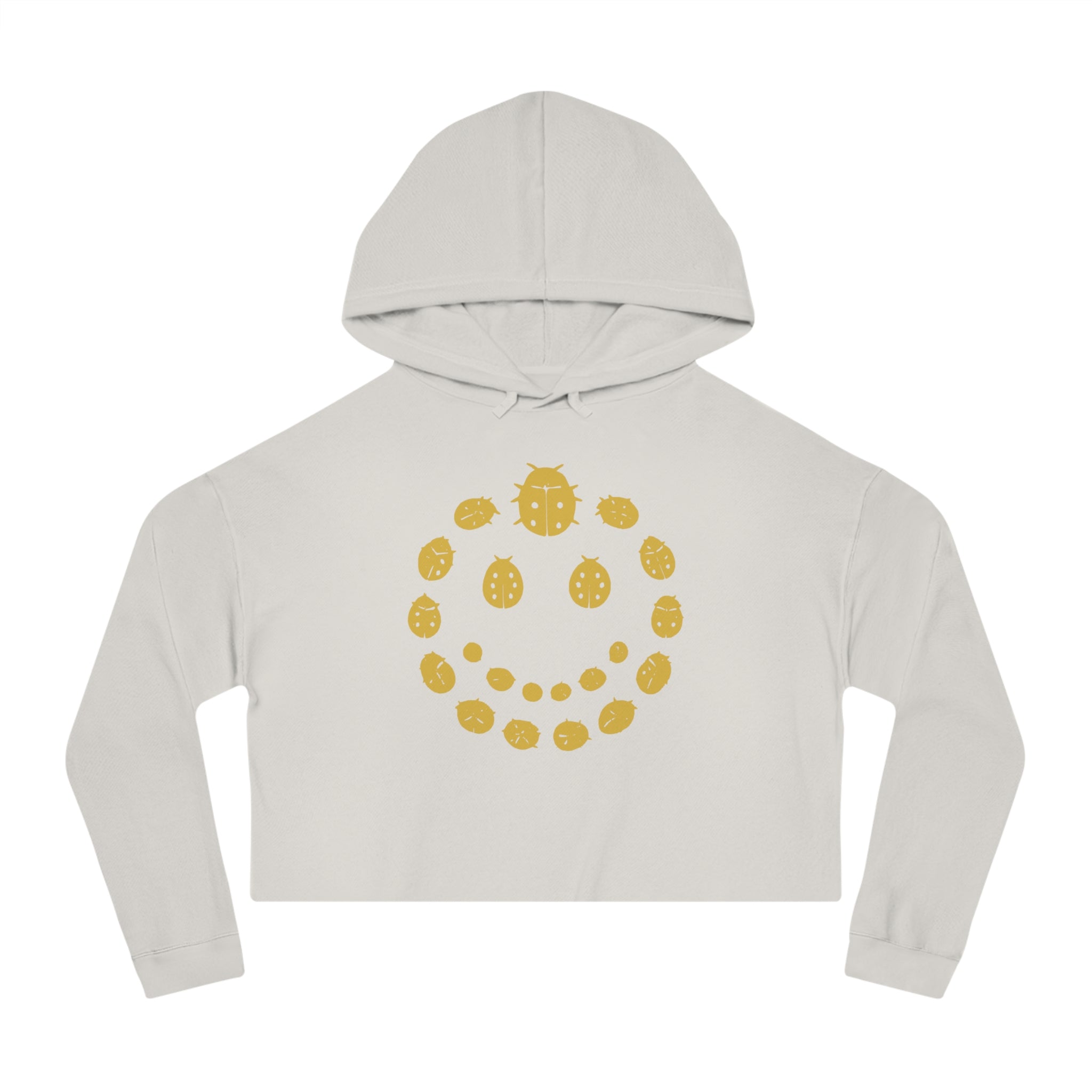 Gold Ladybug Cropped Hoodie, Trendy Women's Hoodie, Cute Casual Sweatshirt, Gift for Her, Summer Fashion, Comfortable Lifestyle