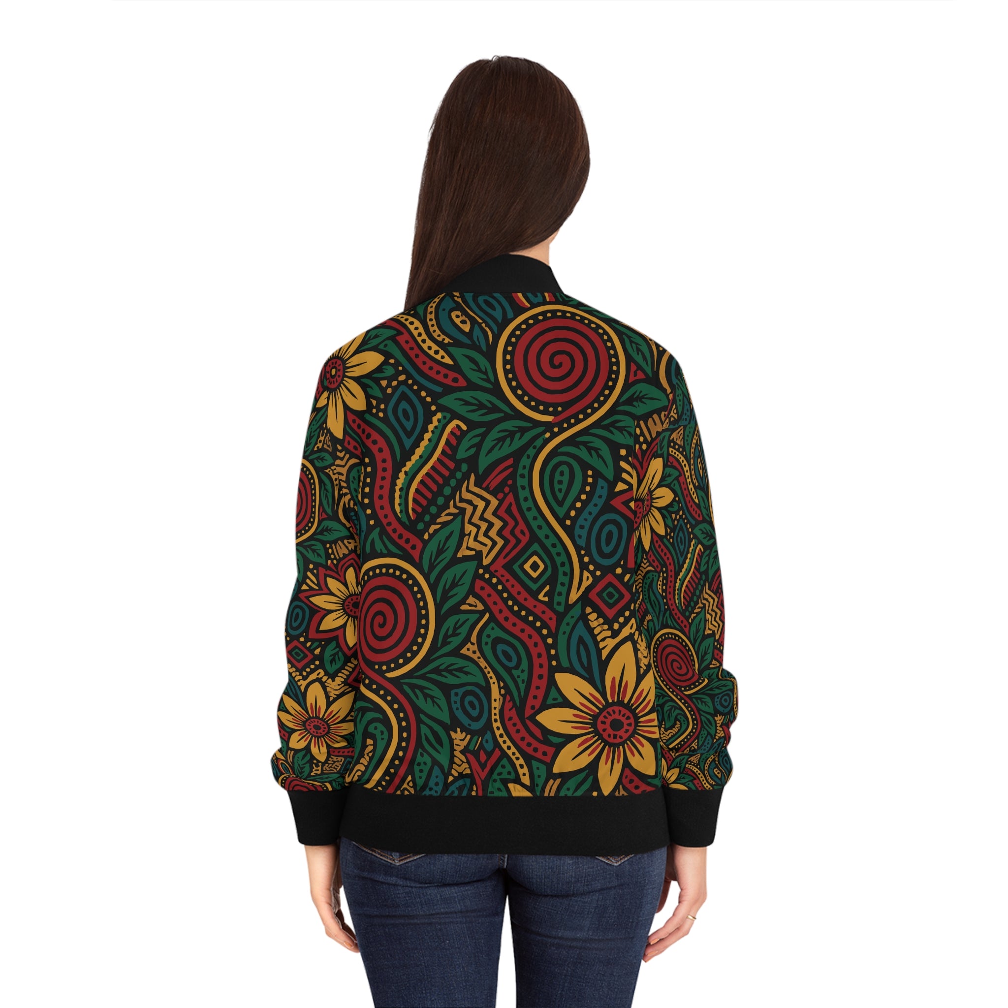 Ankara Women's Bomber Jacket, Floral Zip-Up, Trendy Casual Jacket, Statement Piece, Spring Style, Gift for Her