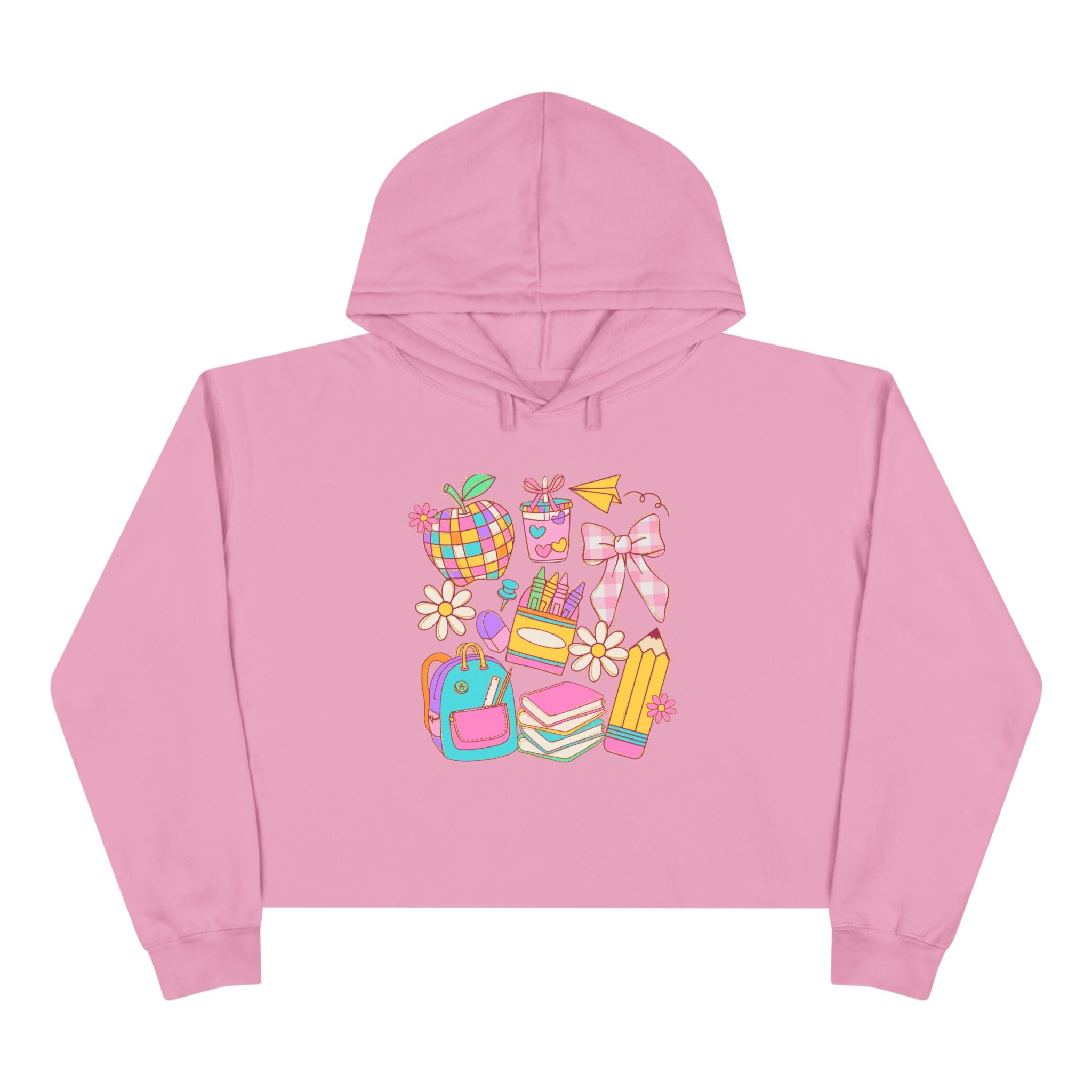 Colorful Back to School Crop Hoodie - Cute and Vibrant Pullover for Students, Fun School Fashion, Teen Girls Sweatshirt, Stylish Sweater,