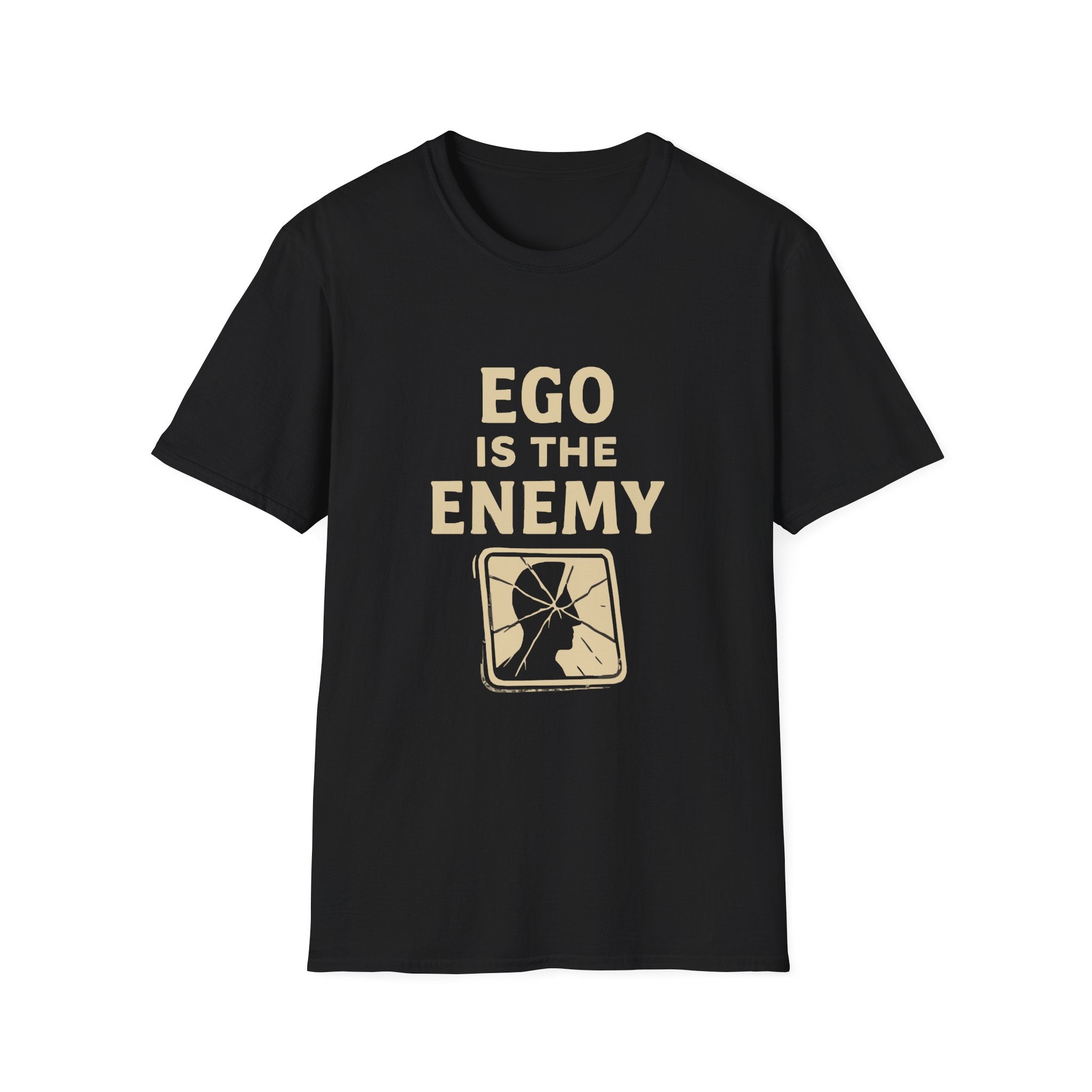 Ego Is The Enemy Unisex Softstyle Tee, Inspirational Graphic Shirt, Motivational Quote Top, Self-Development Apparel, Minimalist T-Shirt,