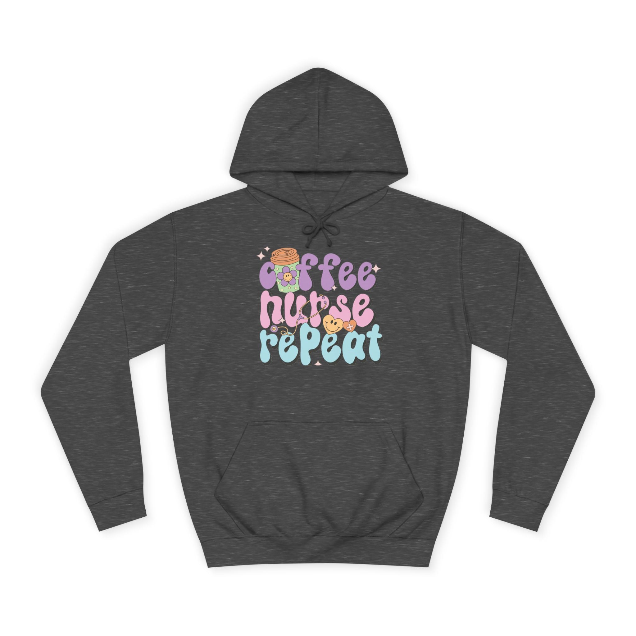 Coffee Nurse Repeat Hoodie - Cozy Gift for Nurses, College Wear, Everyday Comfort, Nursing School, Cute Casual Apparel